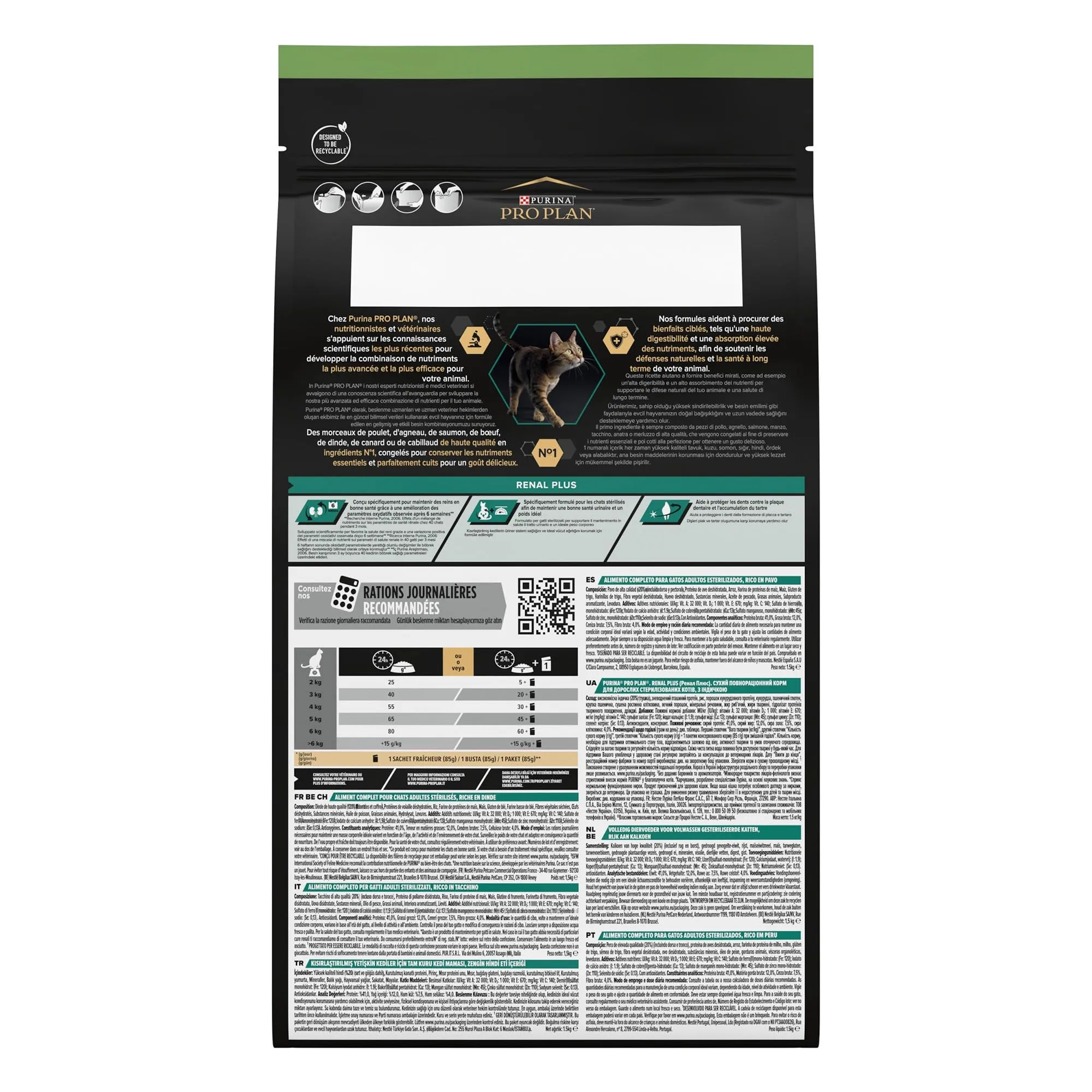 Purina Pro Plan Sterilised Renal Plus Crocchette Gatti Adulti Ricco in Tacchino 3kg - immagine 11