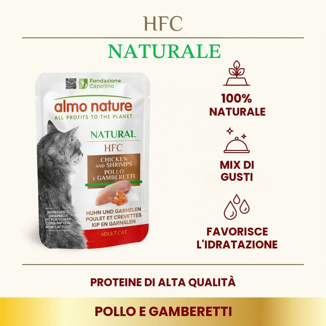 Almo Nature - Cibo per gatti classici, confezione risparmio con pollo e gamberetti - (6 x 55 g) - immagine 3