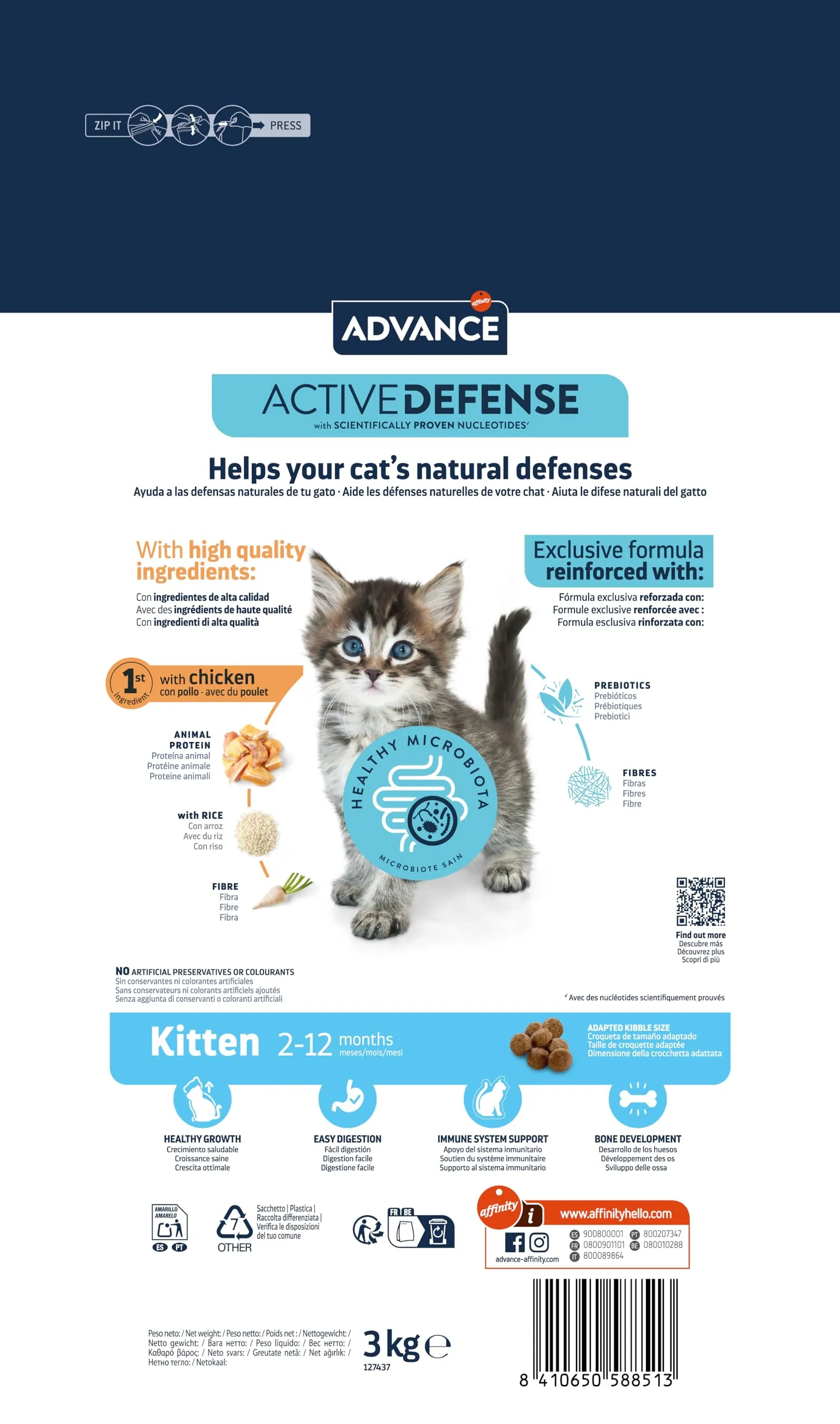 Advance Kitten Cibo per Gatti, Pollo&Riso - 10000 gr - immagine 3
