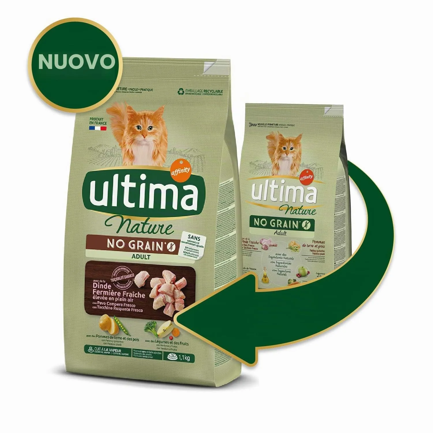 Ultima Nature No Grain Cibo per Gati senza Grano con Tacchino: Confezione da 8 x 1.1 kg - Totale: 8.8 kg - immagine 2
