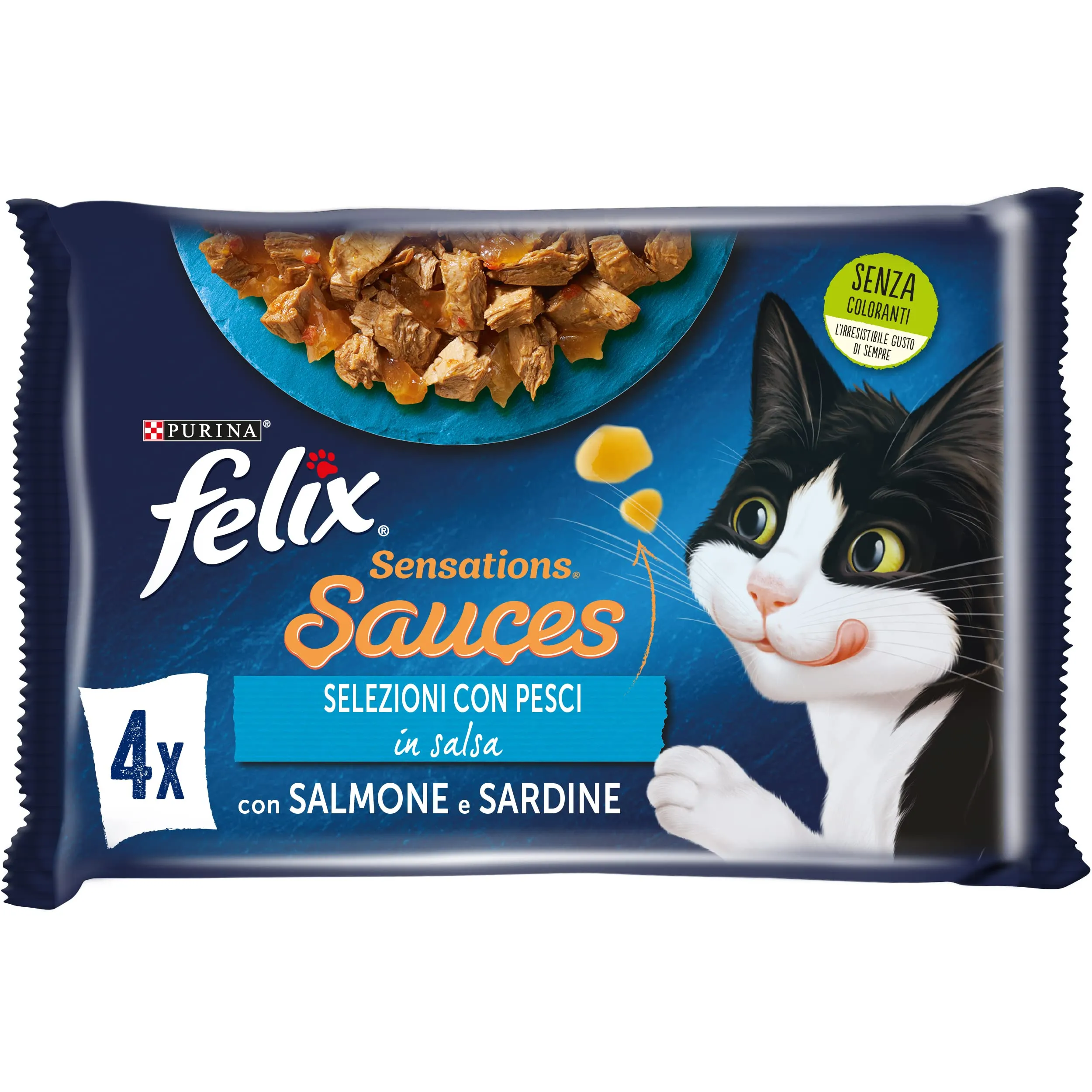 FELIX Sensations Cibo Umido per Gatti Adulti in Salsa con Salmone e Sardine 48 Buste da 85g - immagine 2