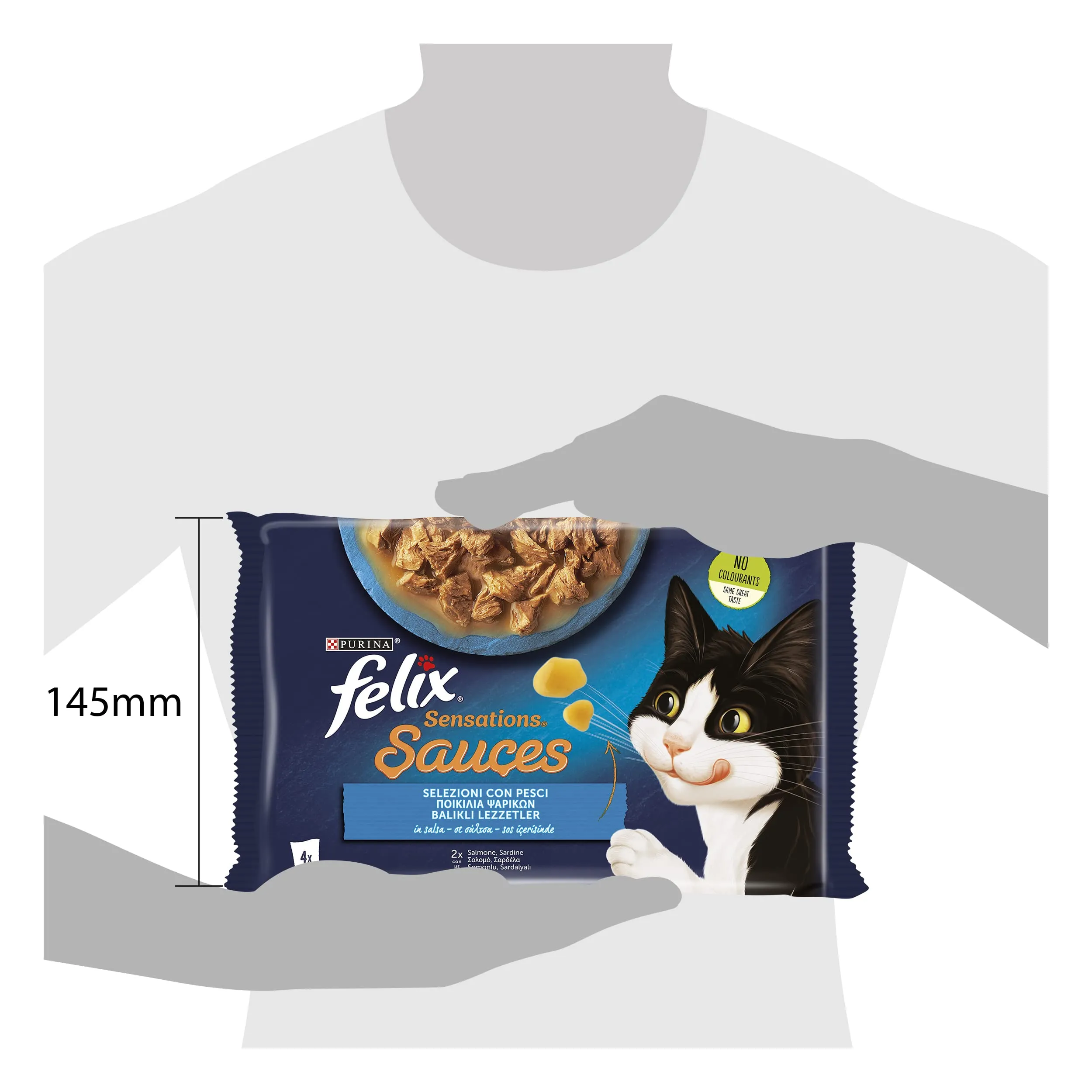 FELIX Sensations Cibo Umido per Gatti Adulti in Salsa con Salmone e Sardine 48 Buste da 85g - immagine 3