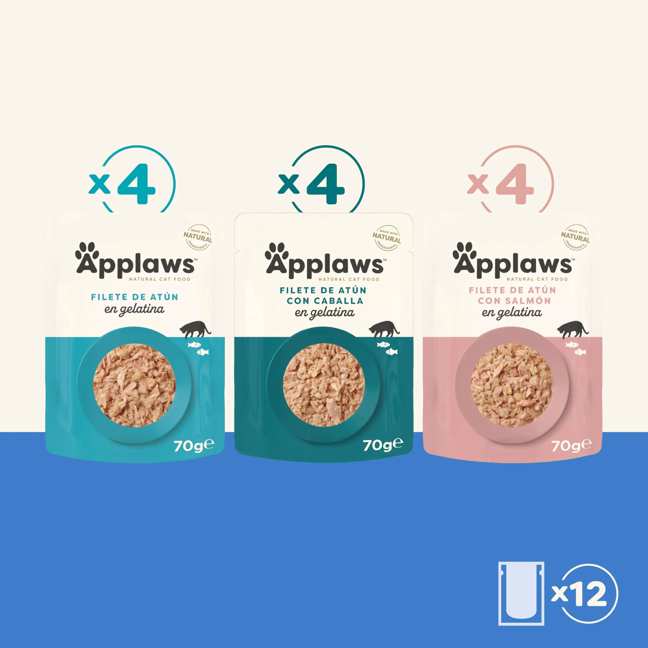 Applaws Natural cibo umido per gatti, Selezione di pesce in gelatina 70g (12x70g Pouch) - immagine 2