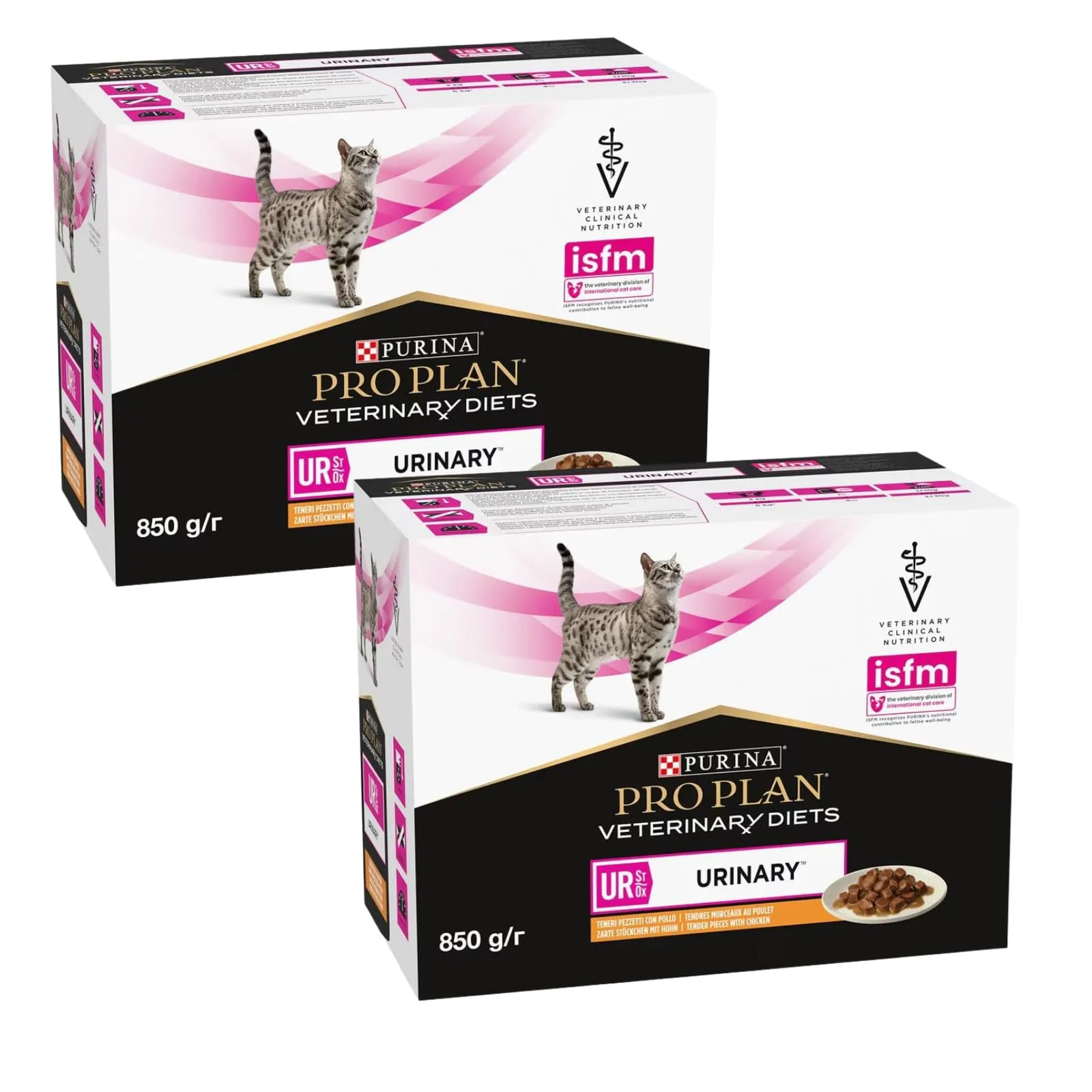 Purina PRO PLAN Veterinary Diets UR St/Ox Urinary Pollo | Confezione doppia | 2 x 10 x 85 g | Alimento dietetico completo per gatti | Per il supporto del tratto urinario - immagine 1