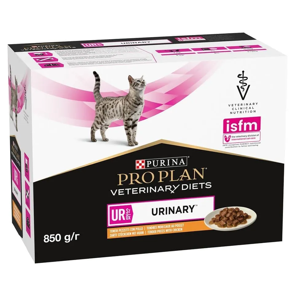 Purina PRO PLAN Veterinary Diets UR St/Ox Urinary Pollo | Confezione doppia | 2 x 10 x 85 g | Alimento dietetico completo per gatti | Per il supporto del tratto urinario - immagine 2