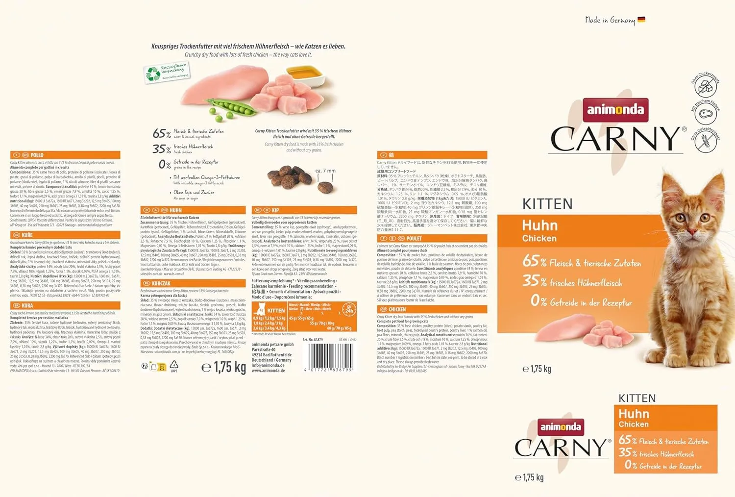 animonda Carny Kitten, Croccantini Gatto, senza zucchero e senza cereali, Pollo 1,75 kg - immagine 3