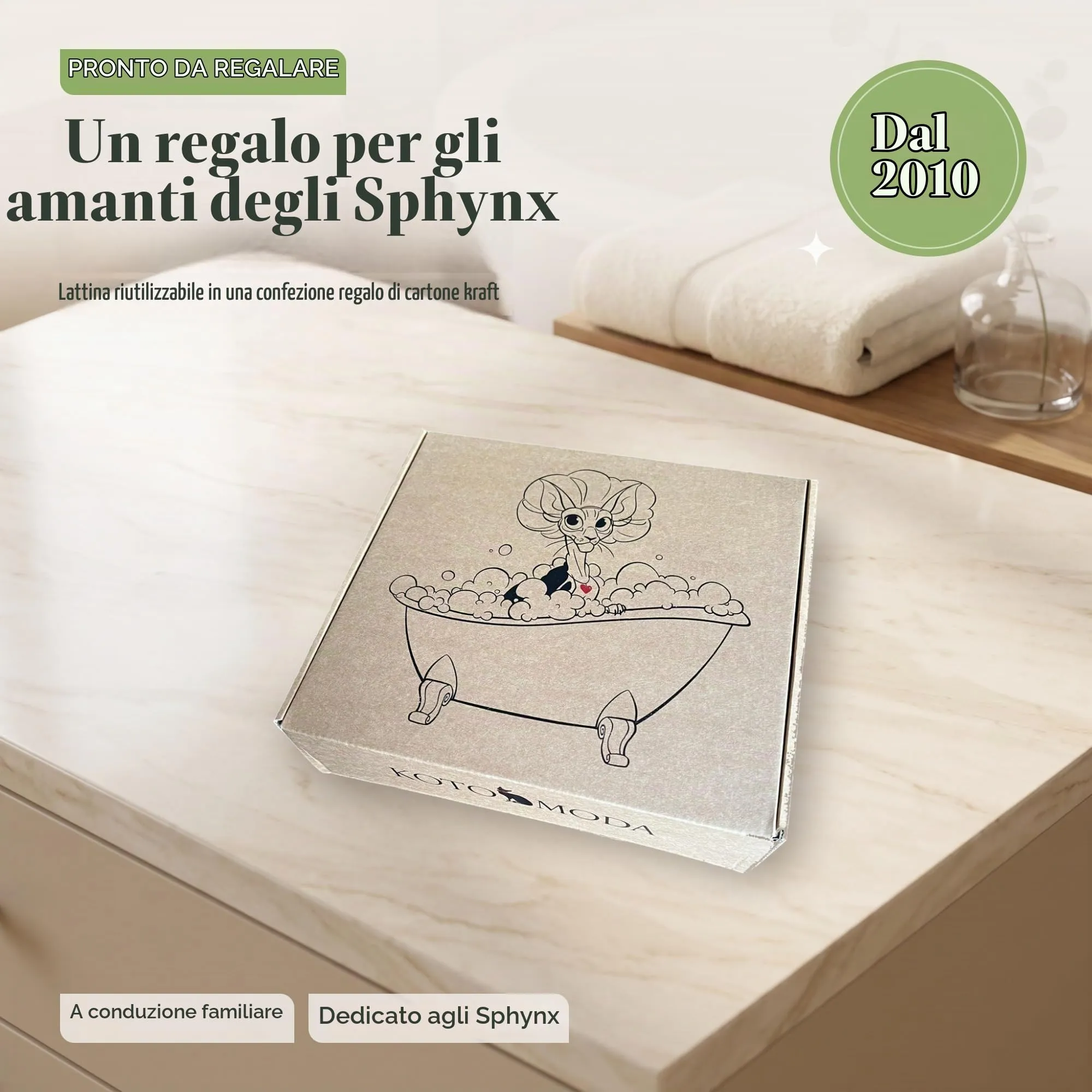 Kotomoda Set bagno doccia SPA per sphynx e altri animali nudi Shampoo 120 ml con generatore di schiuma, cuffie doccia nella scatola di latta, guanti da bagno - immagine 6