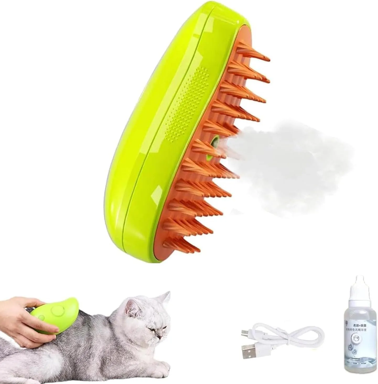 3 in 1 spazzola vapore del gatto, per lo spargimento, per la cura di cani a pelo lungo o corto (Green) - immagine 1