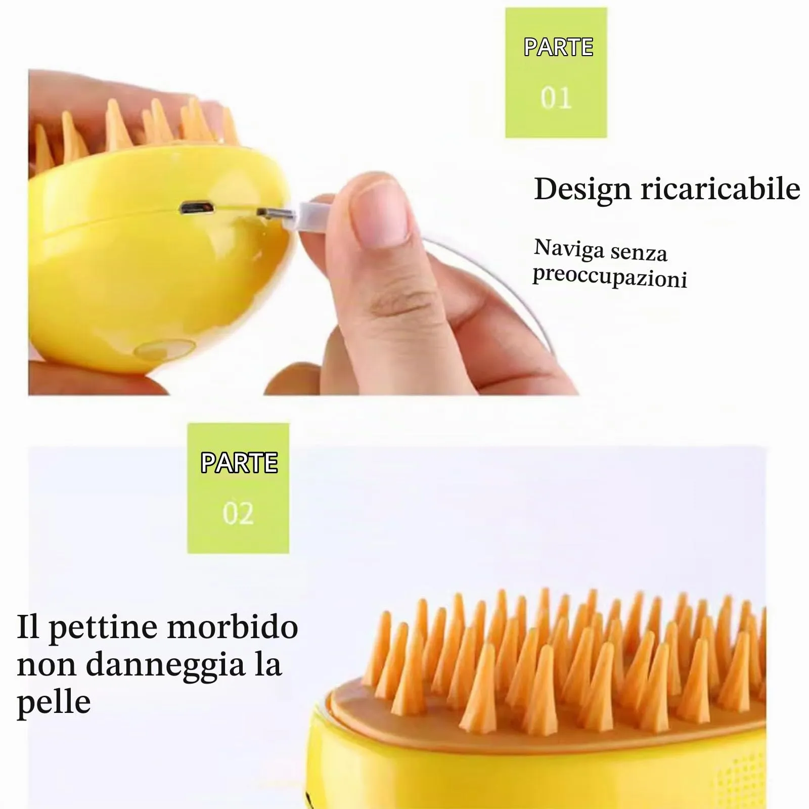 3 in 1 spazzola vapore del gatto, per lo spargimento, per la cura di cani a pelo lungo o corto (Green) - immagine 5