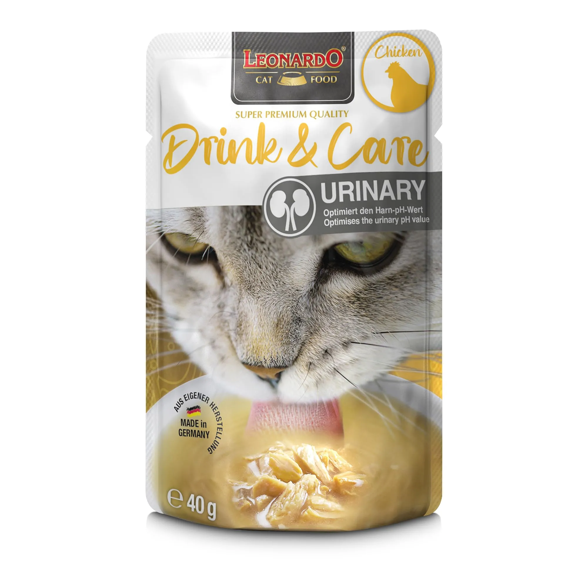 LEONARDO Drink & Care Urinary Chicken 20x 40g, Deliziosa bevanda per gatti per un pH ottimizzato - immagine 2