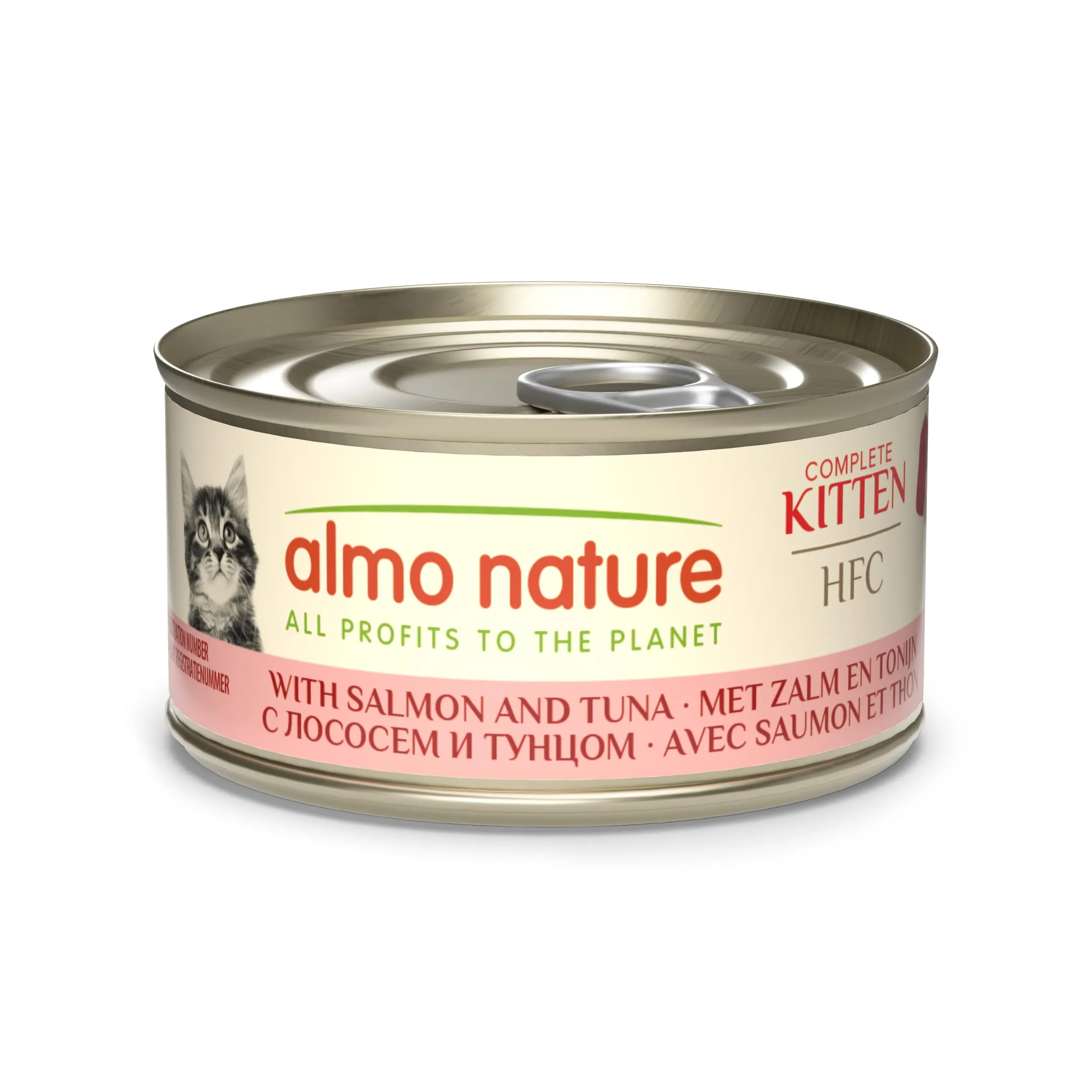 Almo Nature HFC - Cibo Umido per Gattini, Salmone e tonno di Grado Umano, Senza glutine, 70 g, Confezione da 24 - immagine 1