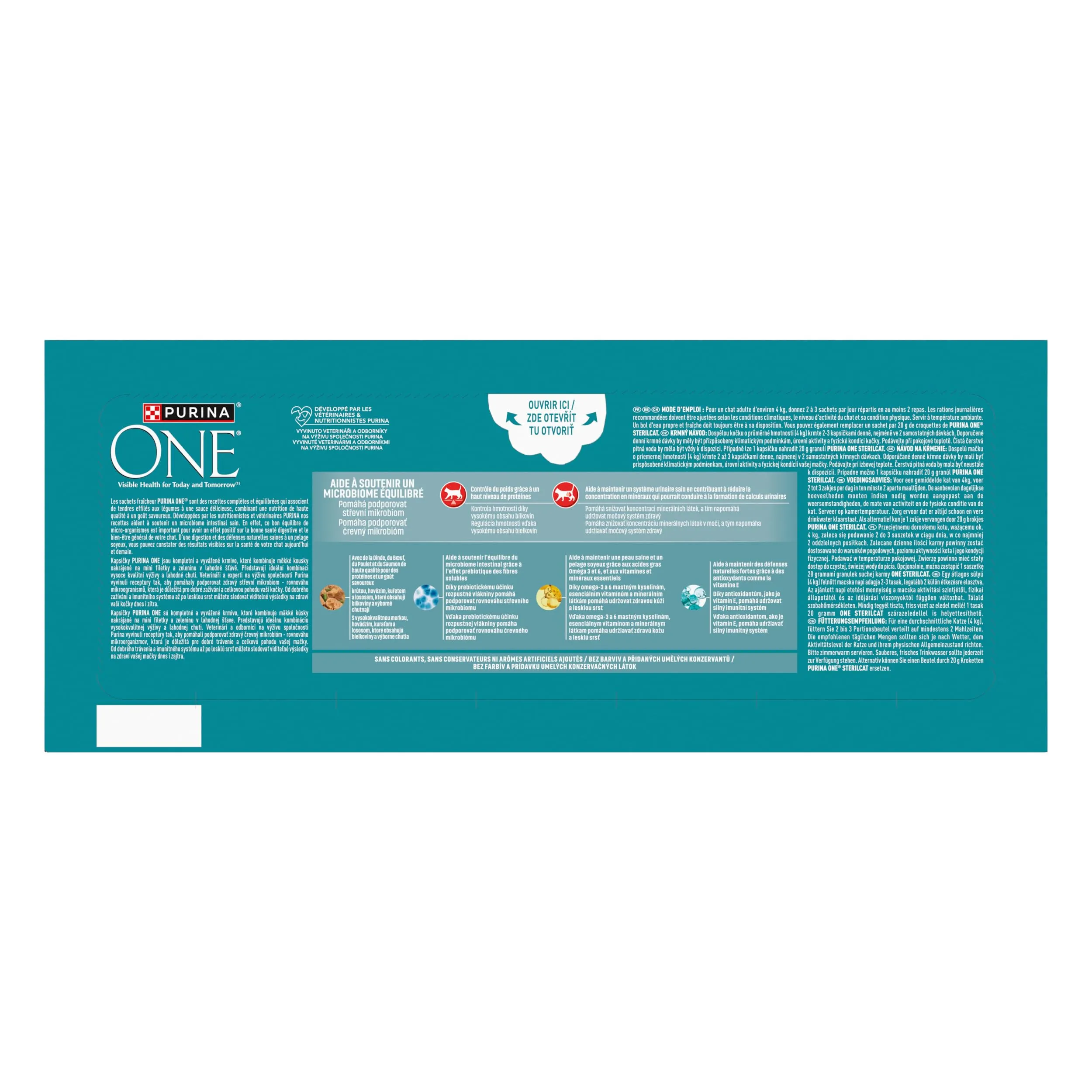 PURINA ONE | Gatto adulto Sterilizzato | Sostiene la vitalità del gatto, i muscoli e le articolazioni | Scagliati in salsa | Manzo, Pollo, Salmone, Tacchino | Bustine Freschezza, Confezione da 40 x 85 - immagine 3