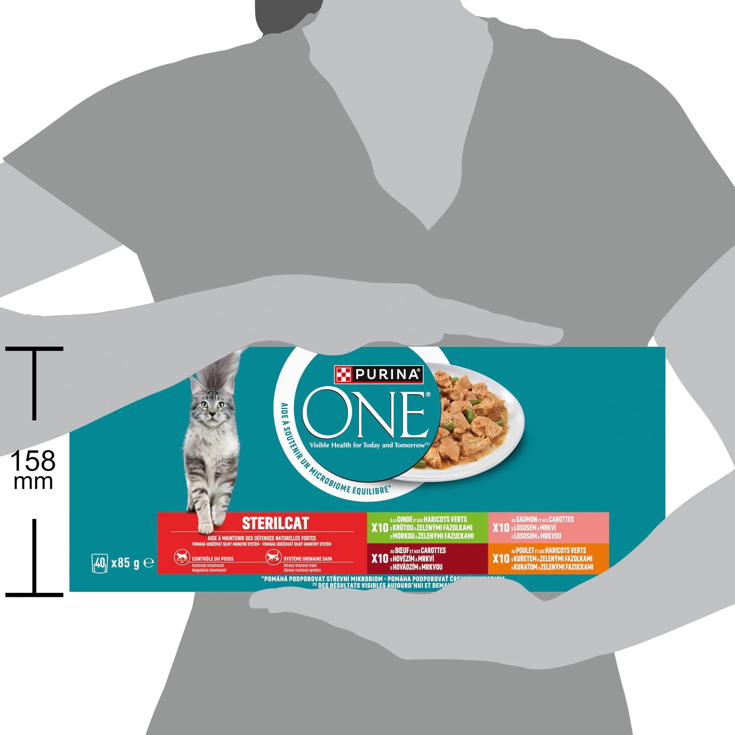 PURINA ONE | Gatto adulto Sterilizzato | Sostiene la vitalità del gatto, i muscoli e le articolazioni | Scagliati in salsa | Manzo, Pollo, Salmone, Tacchino | Bustine Freschezza, Confezione da 40 x 85 - immagine 4