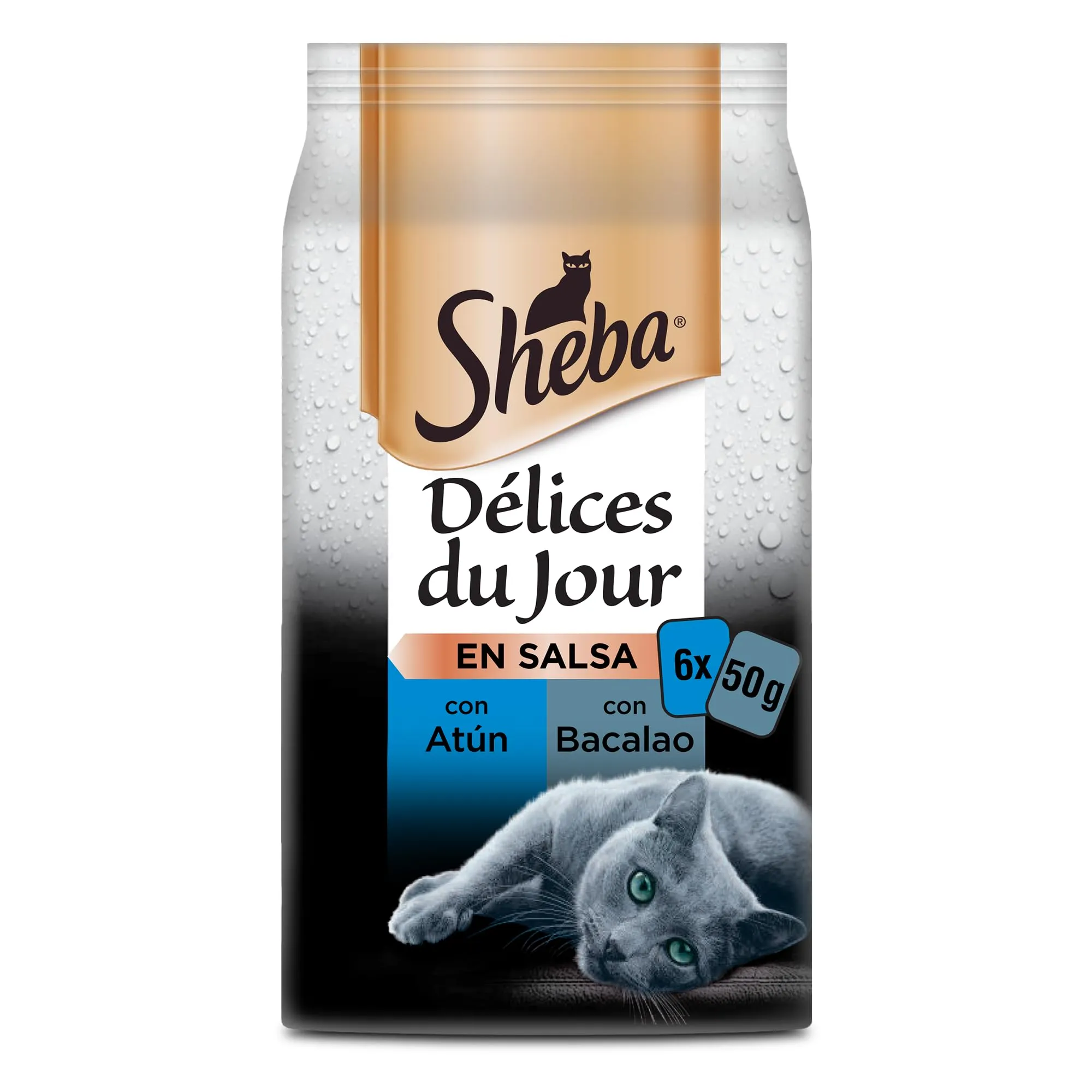 Sheba Delices du Jour Cibo Umido per Gatti in Salsa con Tonno, Merluzzo e Pesce Bianco, 6 Vaschette da 50 g, Totale 3.600g - immagine 2