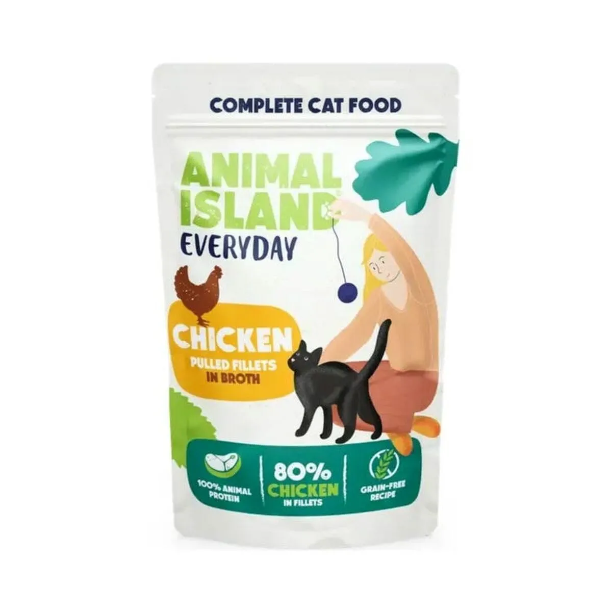 Animal Island Everyday Alimento Umido per Gatto Adulto Filetti Sfilacciati in Brodo 2x Pollo 2x Manzo Completo Senza Cereali Tutte le Razze, 4 x 85g - immagine 4