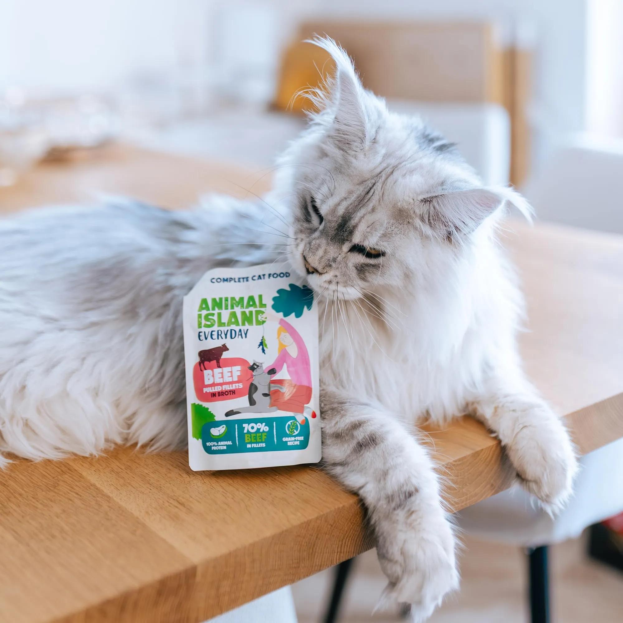 Animal Island Everyday Alimento Umido per Gatto Adulto Filetti Sfilacciati in Brodo 2x Pollo 2x Manzo Completo Senza Cereali Tutte le Razze, 4 x 85g - immagine 9