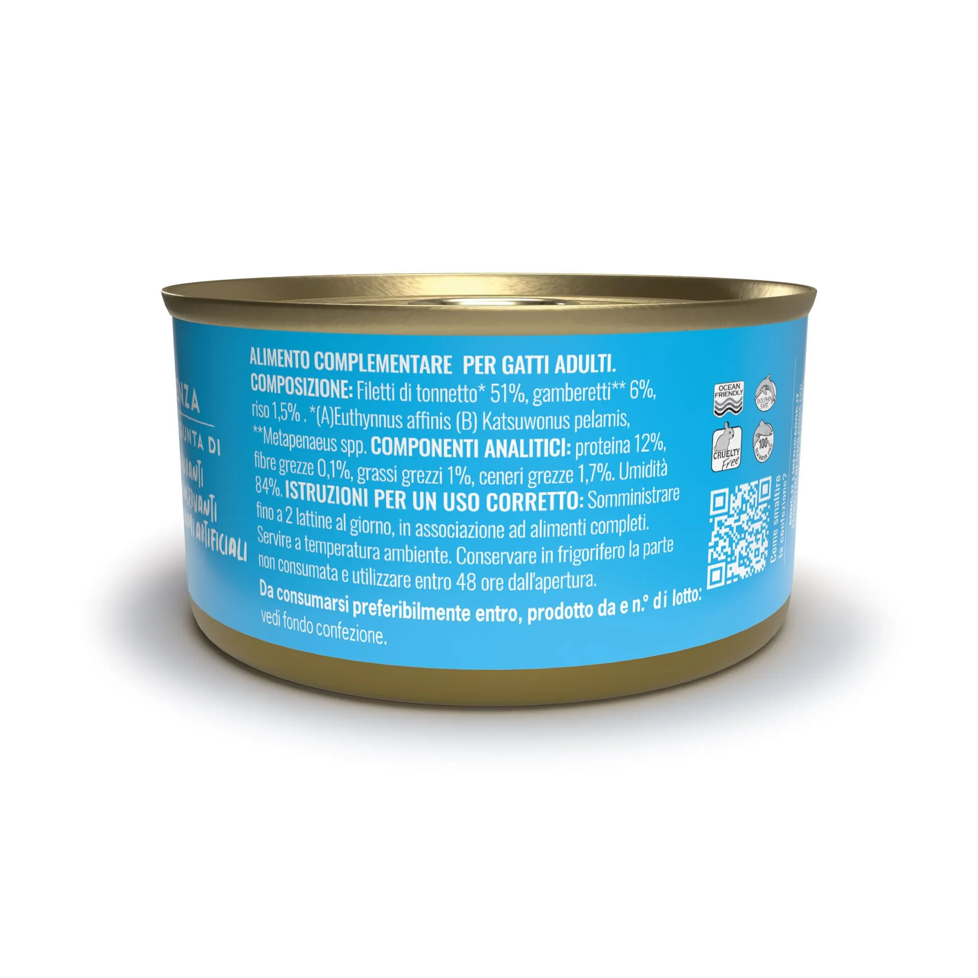 Adoc Naturally Premium, Alimento Umido Complementare per Gatti, Tonnetto con Gamberetti, 24 Lattine da 85 g, in Gelatina, Senza Conservanti e Coloranti - immagine 2