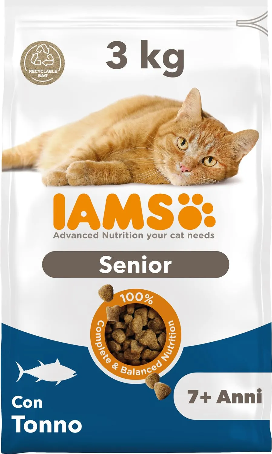 IAMS Senior - Cibo secco per gatti anziani con tonno, 3 kg - immagine 1