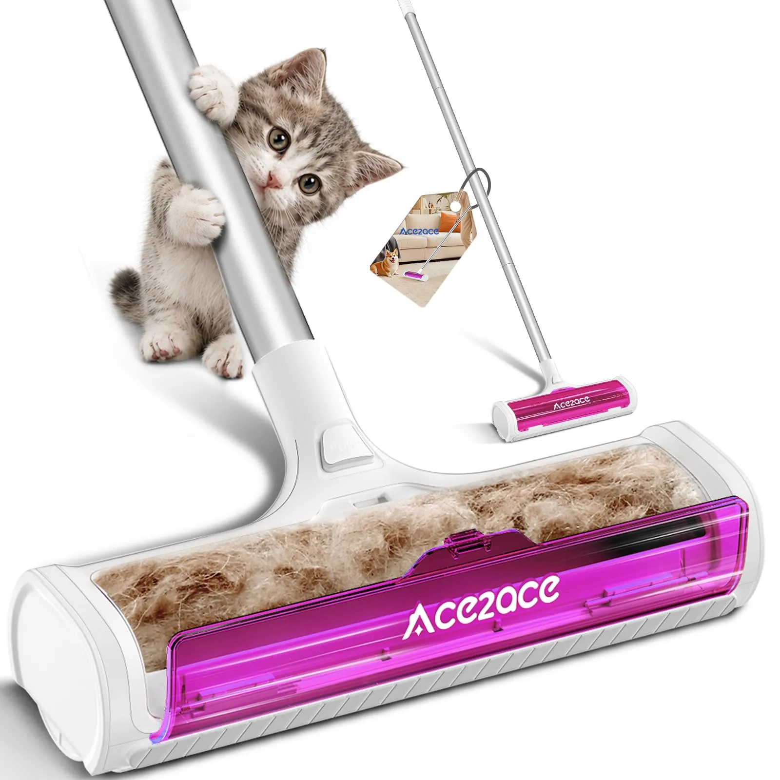 ACE2ACE Spazzola Peli Animali da Tappeti - Autopulente a Raccolta Autonoma - immagine 1