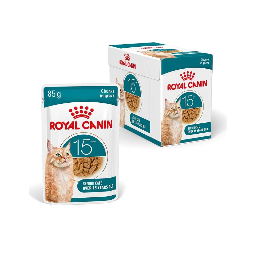 ROYAL CANIN AGEING 15+ Gravy | 12 x 85 g | Cibo umido per gatti senior dai 15 anni in su | Formula con HealthyAge7™ Advanced Complex | Bocconcini in salsa - immagine 1
