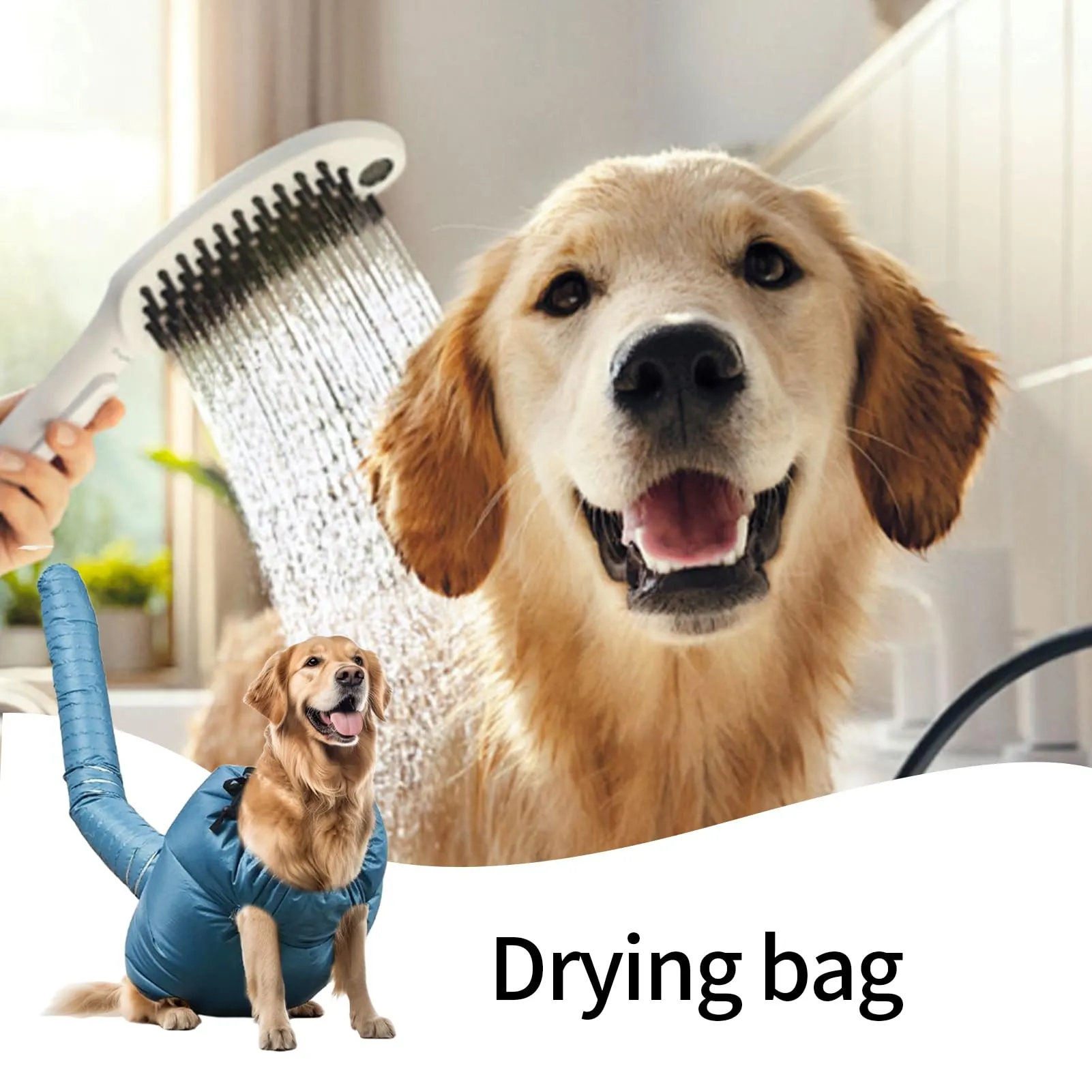Borsa Asciugapet | Sacco Asciugante per Bagno Cani | Borsa Asciugante Silenziosa per Toelettatura Gatti | Per Doccia Cuccioli Bagno Lavatrice Casa - immagine 2