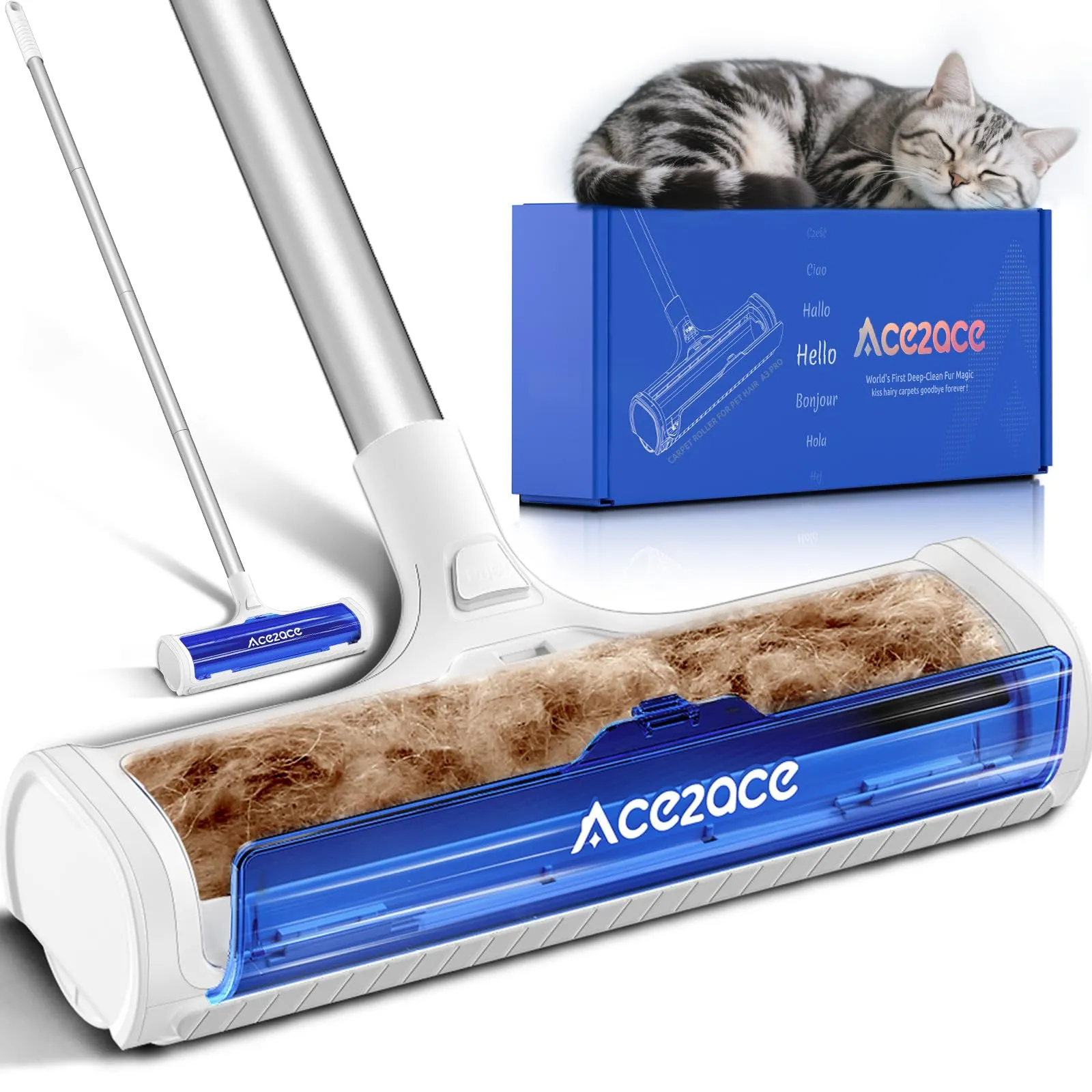 ACE2ACE Spazzola Peli Animali da Tappeti - Autopulente a Raccolta Autonoma - immagine 1
