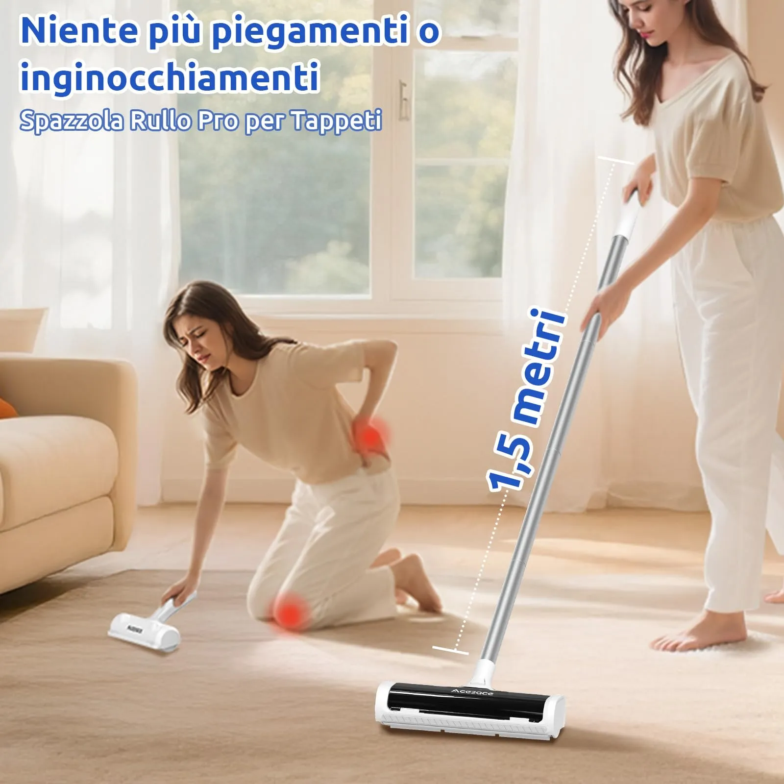 ACE2ACE Spazzola Peli Animali da Tappeti - Autopulente a Raccolta Autonoma - immagine 2