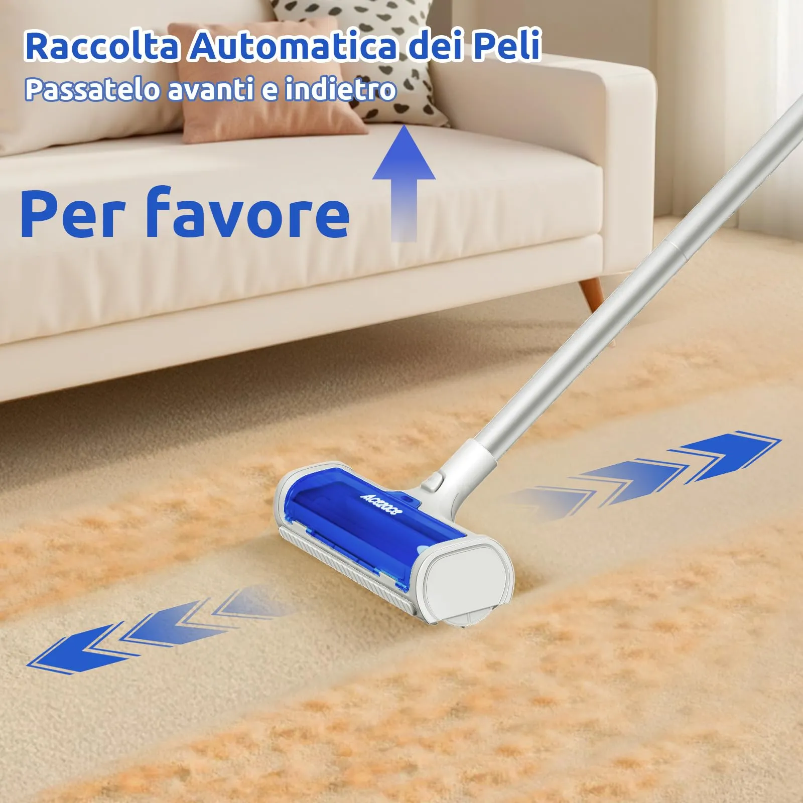 ACE2ACE Spazzola Peli Animali da Tappeti - Autopulente a Raccolta Autonoma - immagine 3