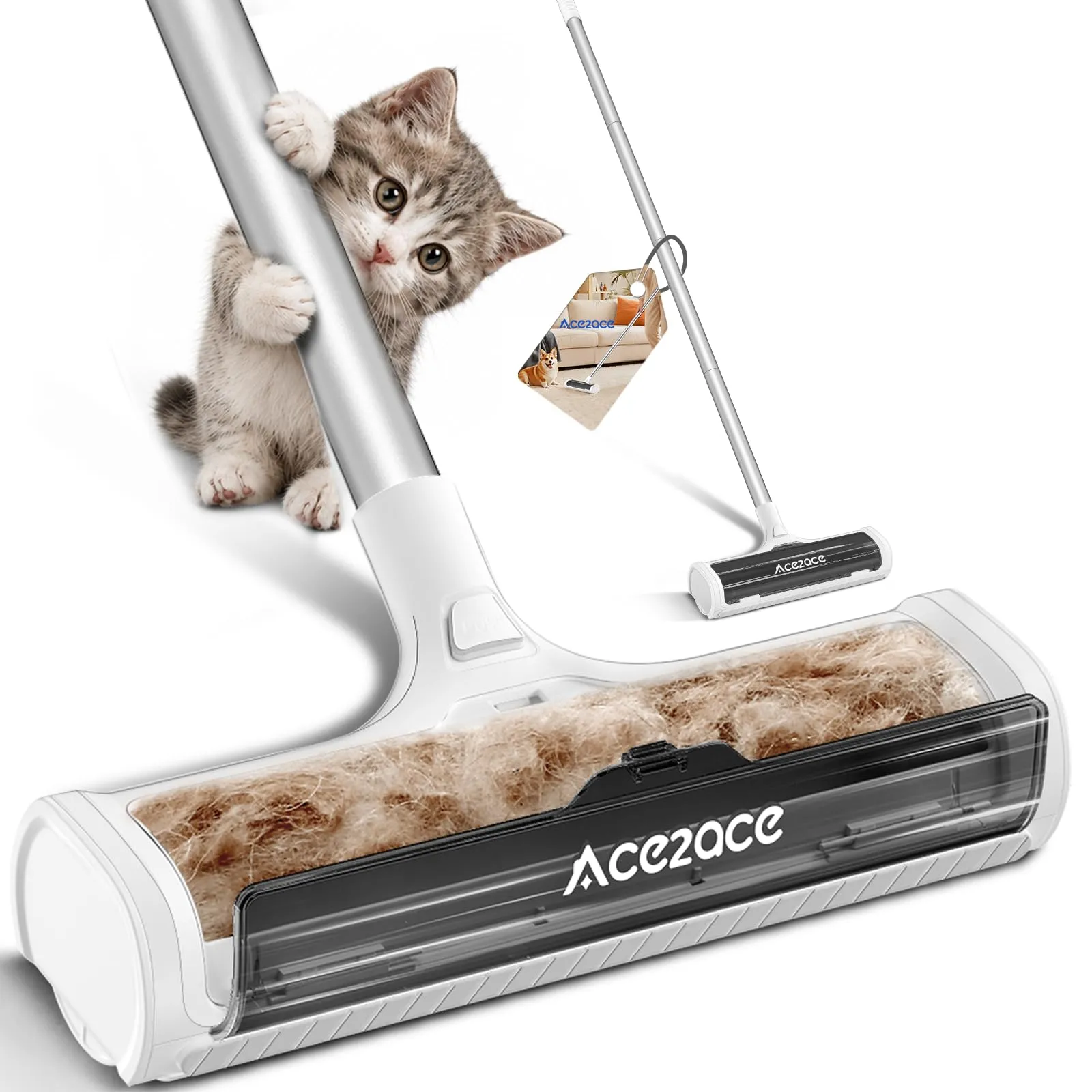 ACE2ACE Spazzola Peli Animali da Tappeti - Autopulente a Raccolta Autonoma - immagine 1
