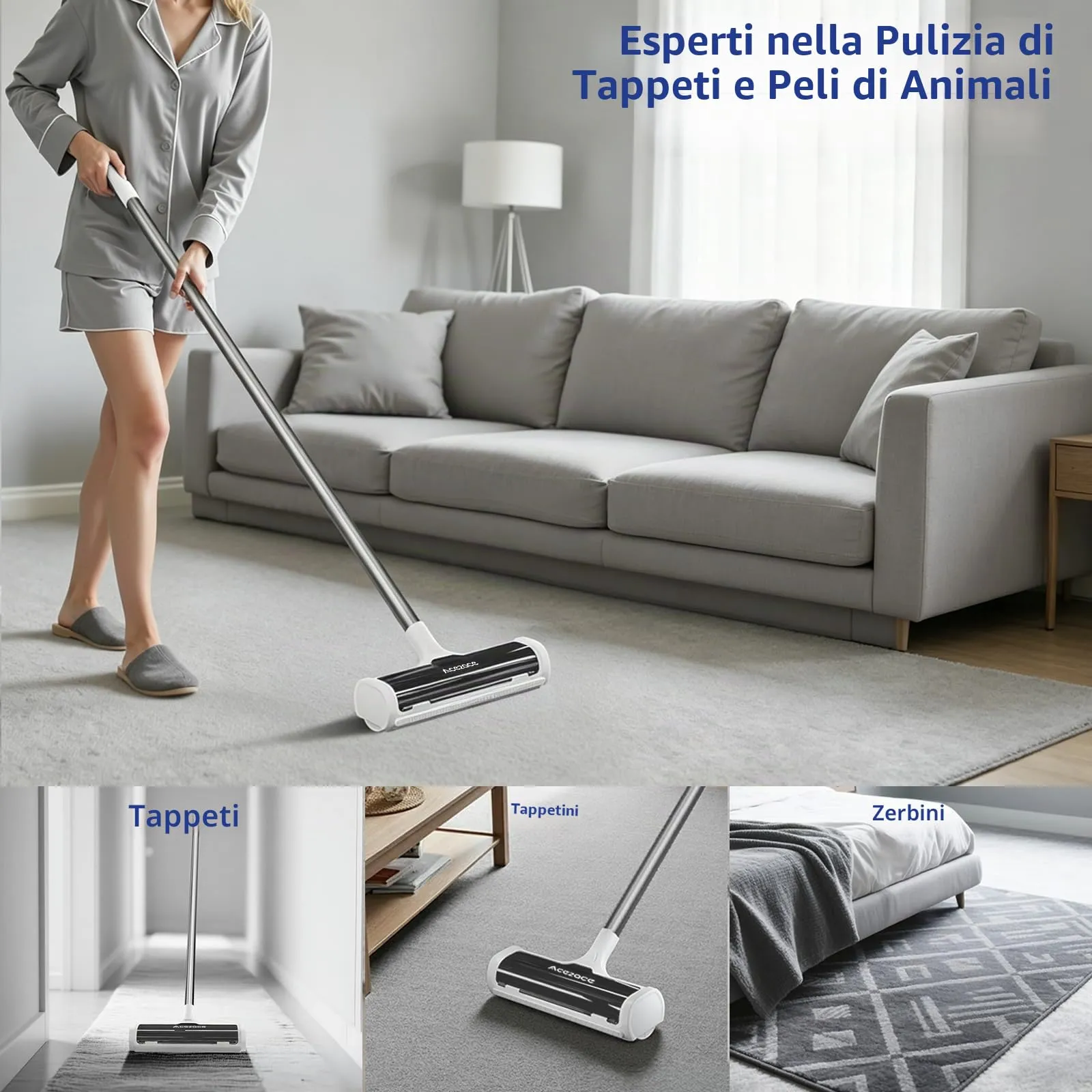 ACE2ACE Spazzola Peli Animali da Tappeti - Autopulente a Raccolta Autonoma - immagine 5