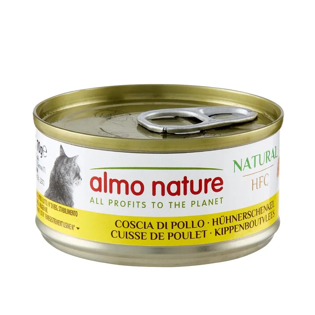 Almo Nature HFC Natural - Alimento Umido per Gatti - Coscia di Pollo - Qualità Human Grade, Monoproteico - 70g, Confezione da 24 - immagine 1