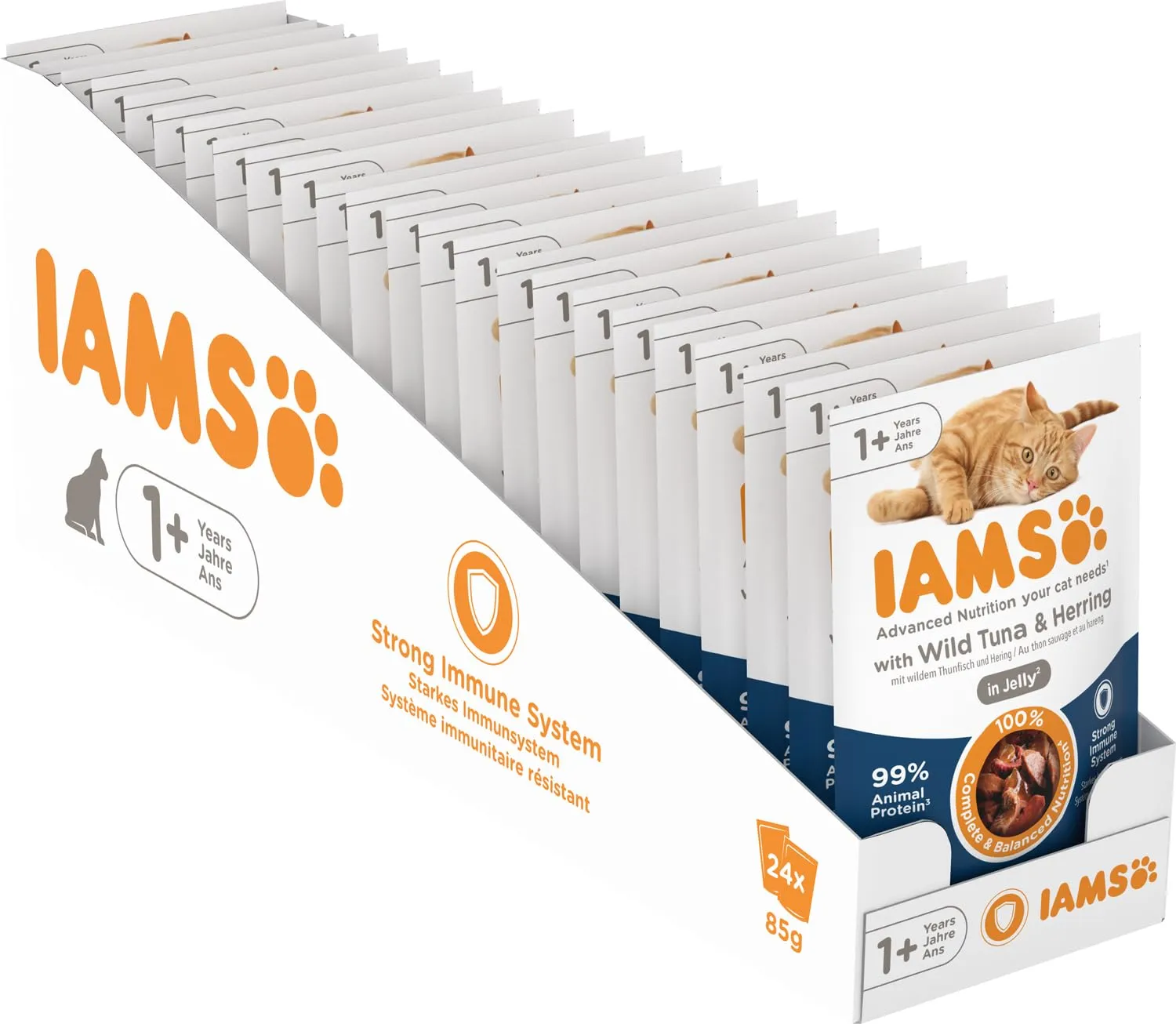 IAMS Delights - Cibo umido per gatti con tonno e aringa, 24 x 85 g - immagine 1