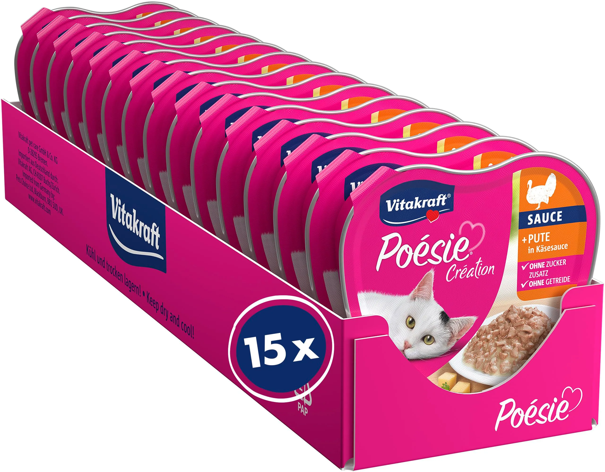 Vitakraft Poésie Création,umido gatti,tacchino,formaggio, Conf. (15 x 85 g) - immagine 1