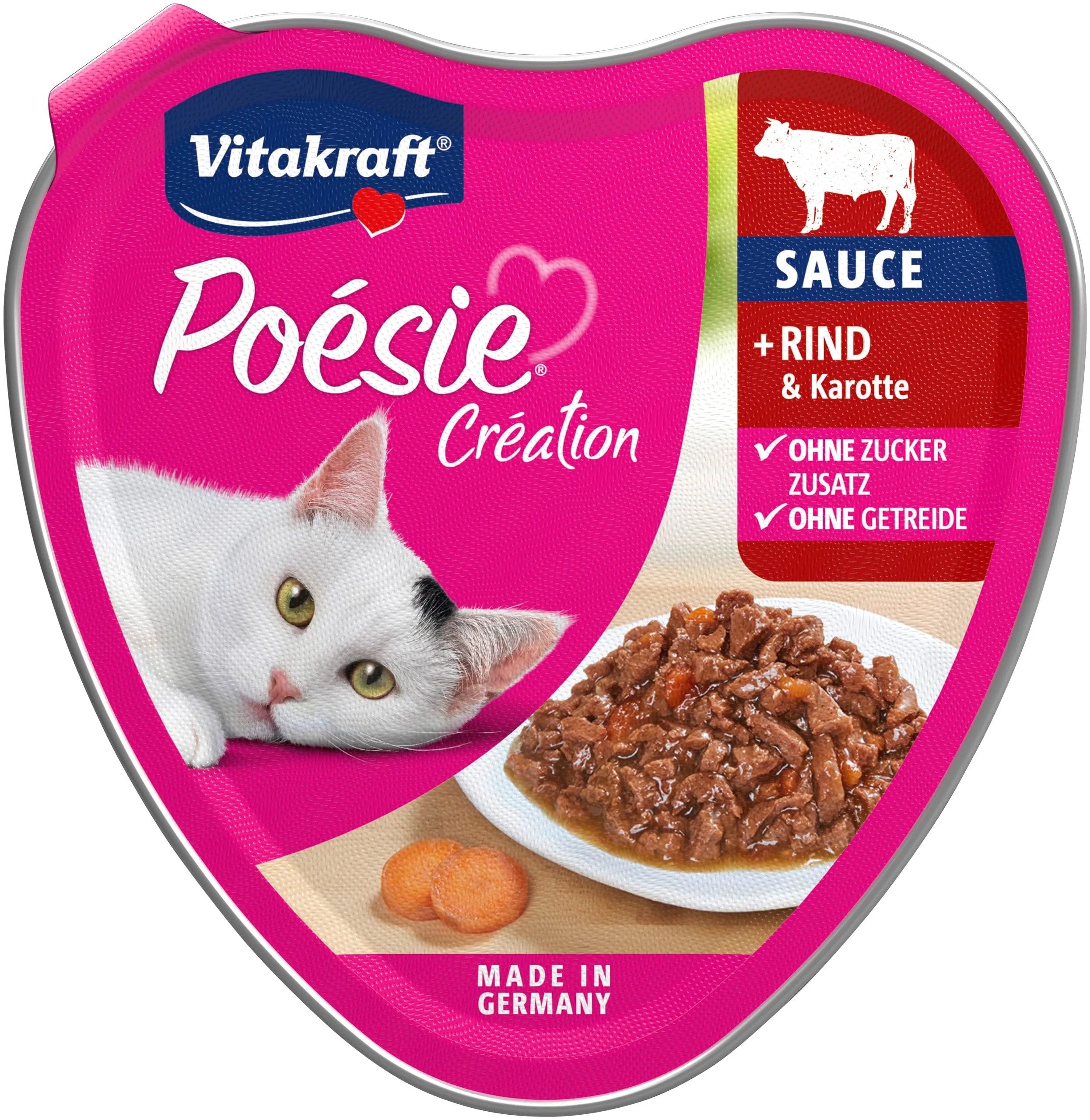 Vitakraft Poésie Création, alimento umido gatto, alimento umido gatto in salsa, con manzo e carota, confezione scorta, senza l’aggiunta di zuccheri e cereali (15x 85g) - immagine 2