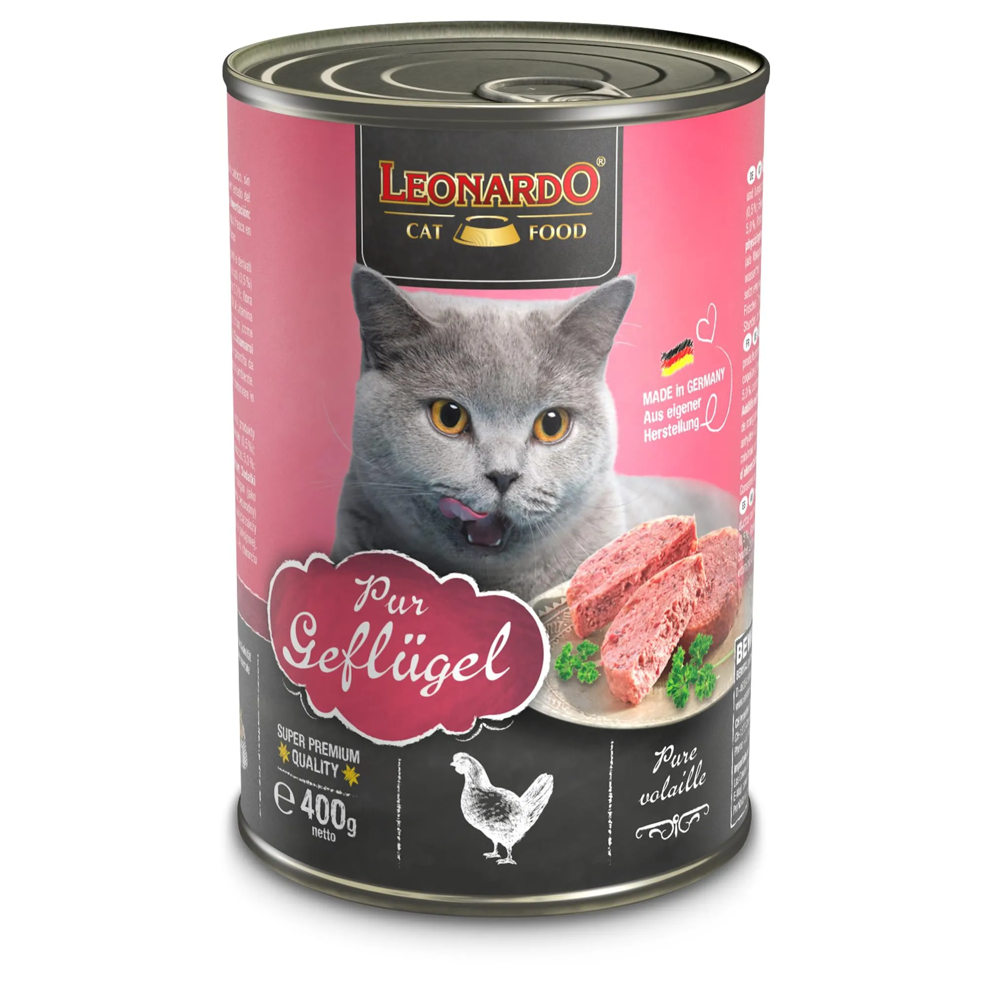 Leonardo Cibo umido [6x400g Pura carne di pollame] | Cibo umido senza cereali per gatti | Alimento completo umido in lattina - immagine 2