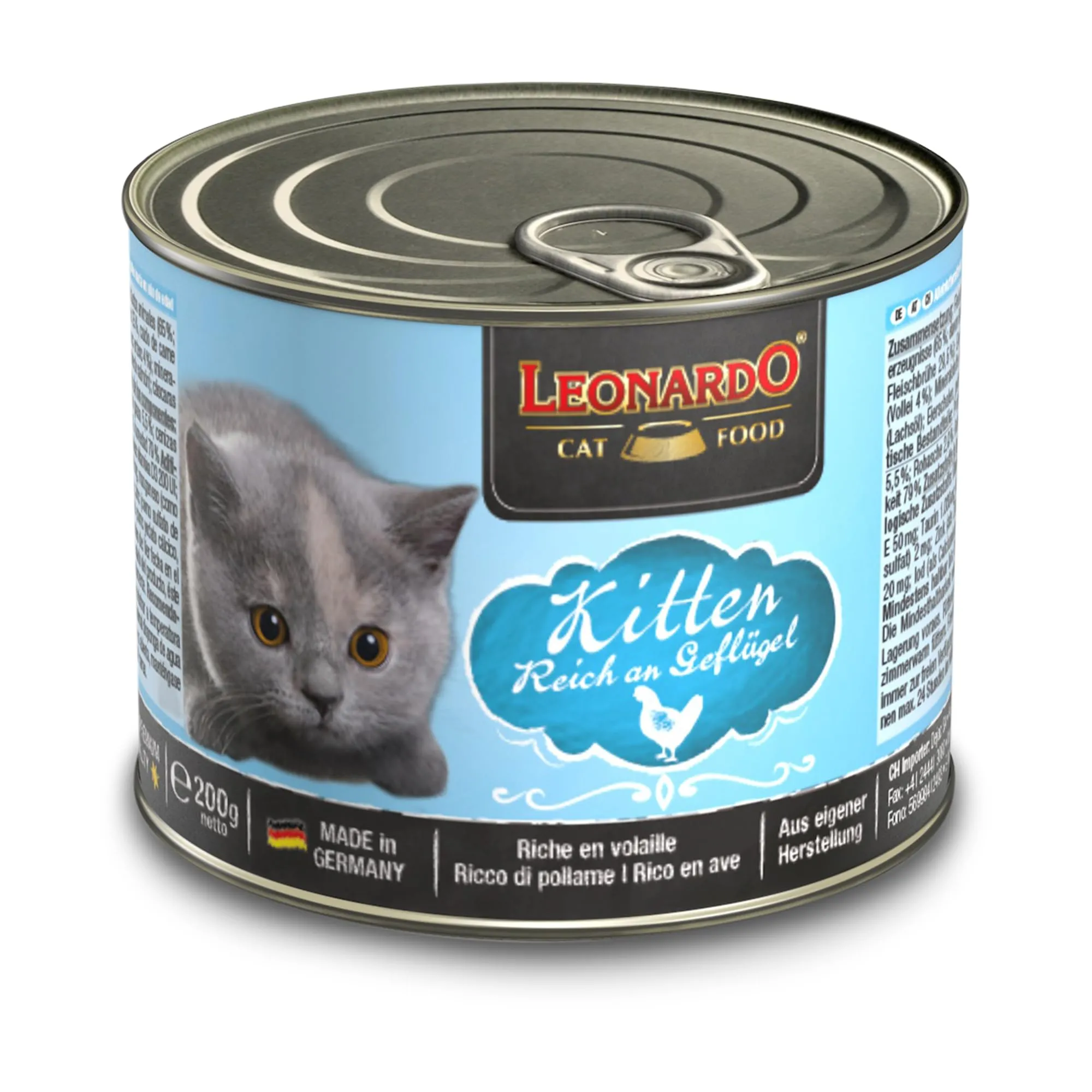 Leonardo Cibo umido [6x200g Kitten] | Cibo umido senza cereali per gatti | Alimento completo umido in lattina - immagine 2