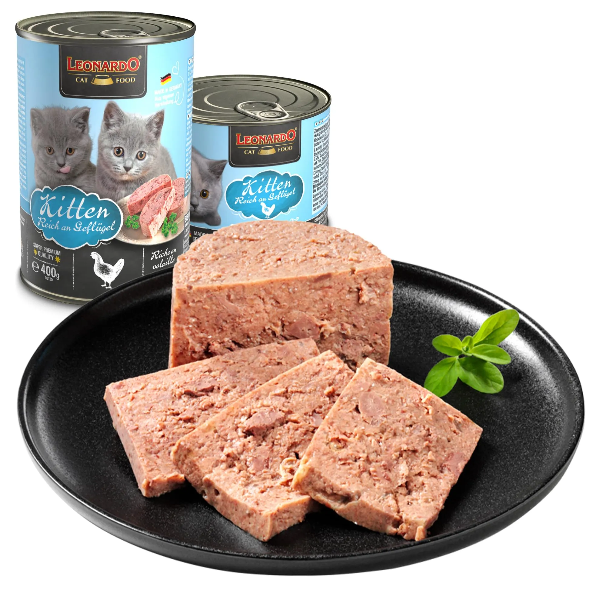 Leonardo Cibo umido [6x200g Kitten] | Cibo umido senza cereali per gatti | Alimento completo umido in lattina - immagine 4