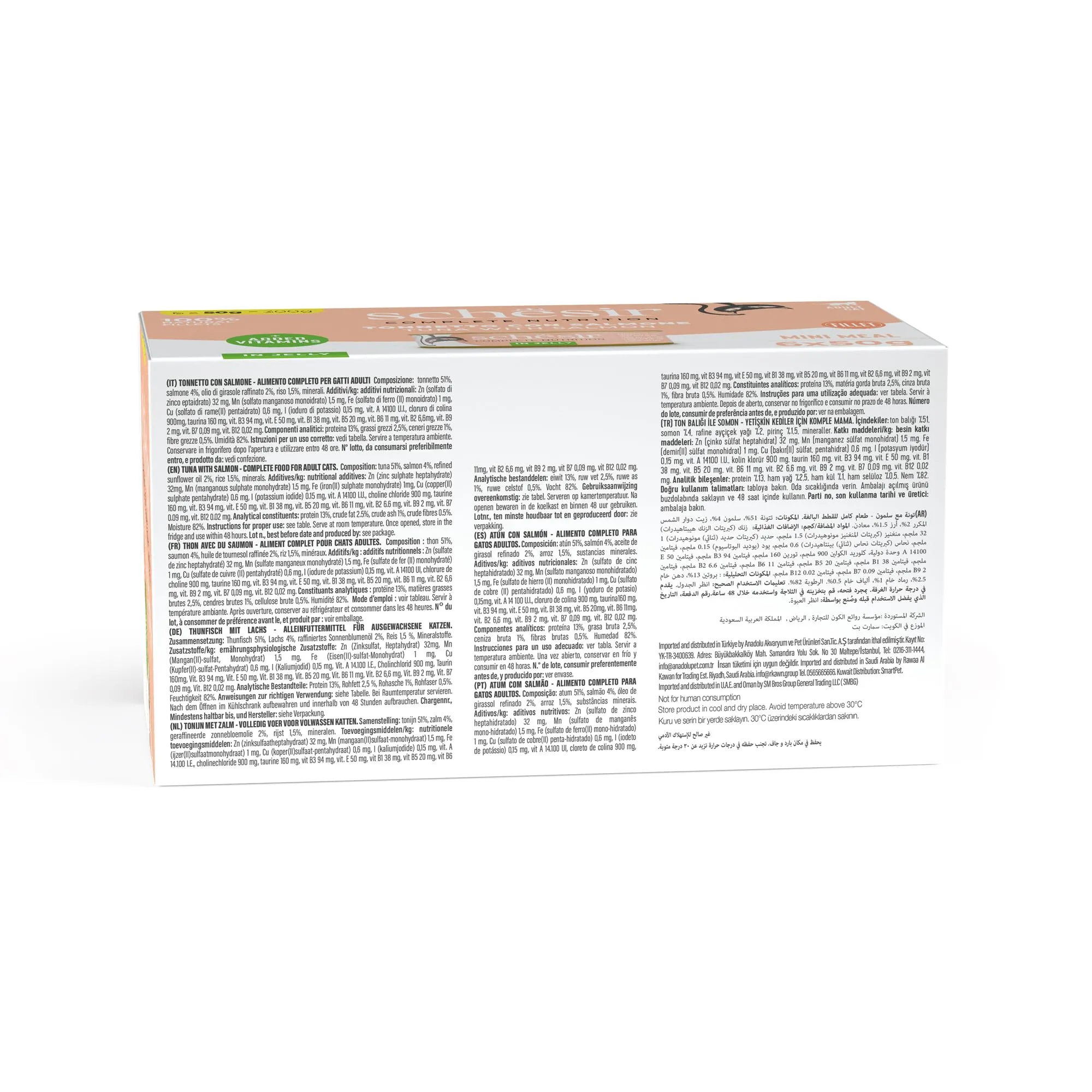 Schesir, Tonno con Salmone in Gelatina, 48 Lattine, Cibo Umido Completo per Gatti, Con Vitamine Aggiunte, 100% Naturale, Cruelty-Free, 8 Confezioni da 6 x 50 g - immagine 2