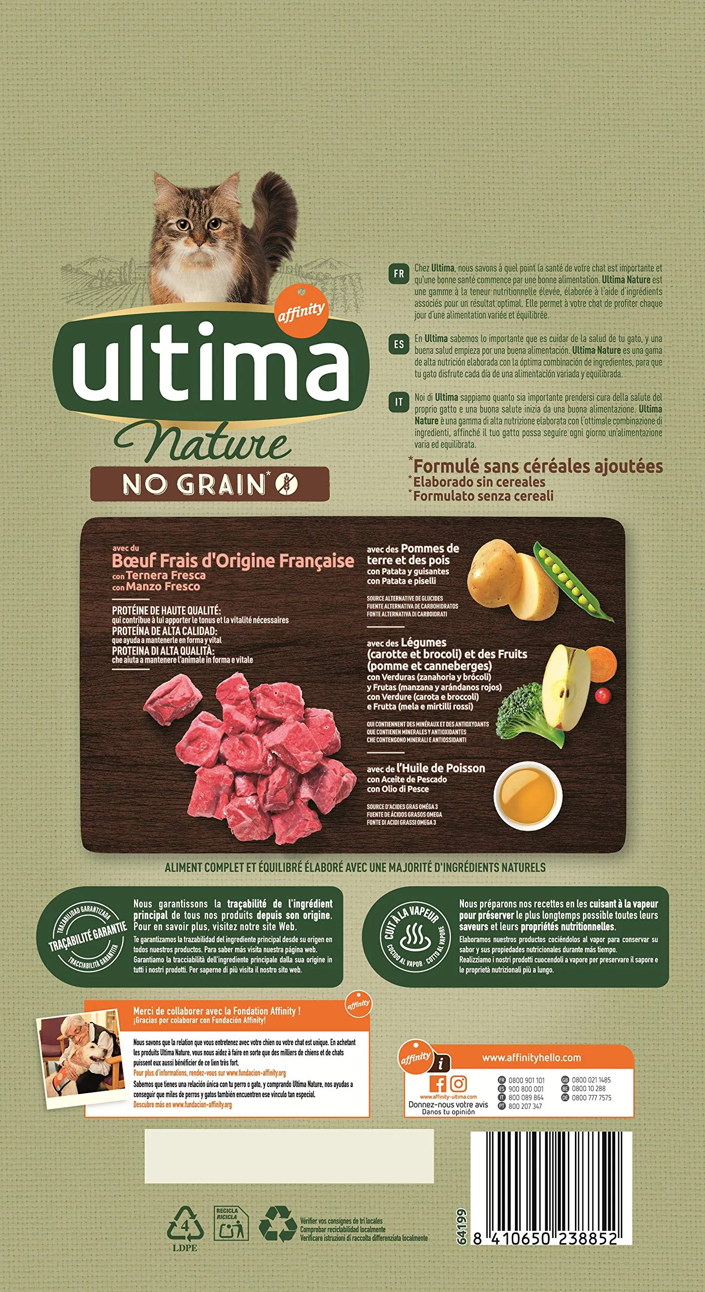 Ultima Nature No Grain Cibo per Gatti Sterilizzati senza Grano con Manzo: Confezione da 8 x 1.1 kg - Totale: 8.8 kg - immagine 4
