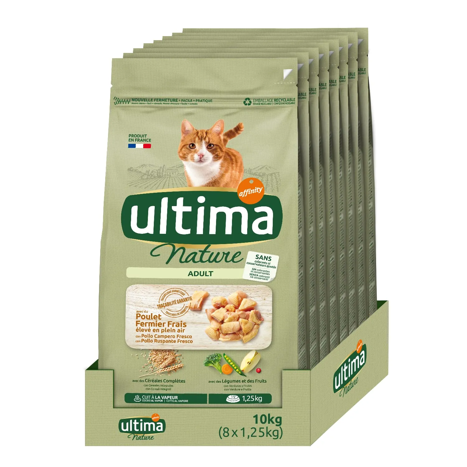 Ultima Nature Cibo per Gatti Adulti con Pollo: Confezione da 8 x 1.25 kg - Totale: 10 kg - immagine 1