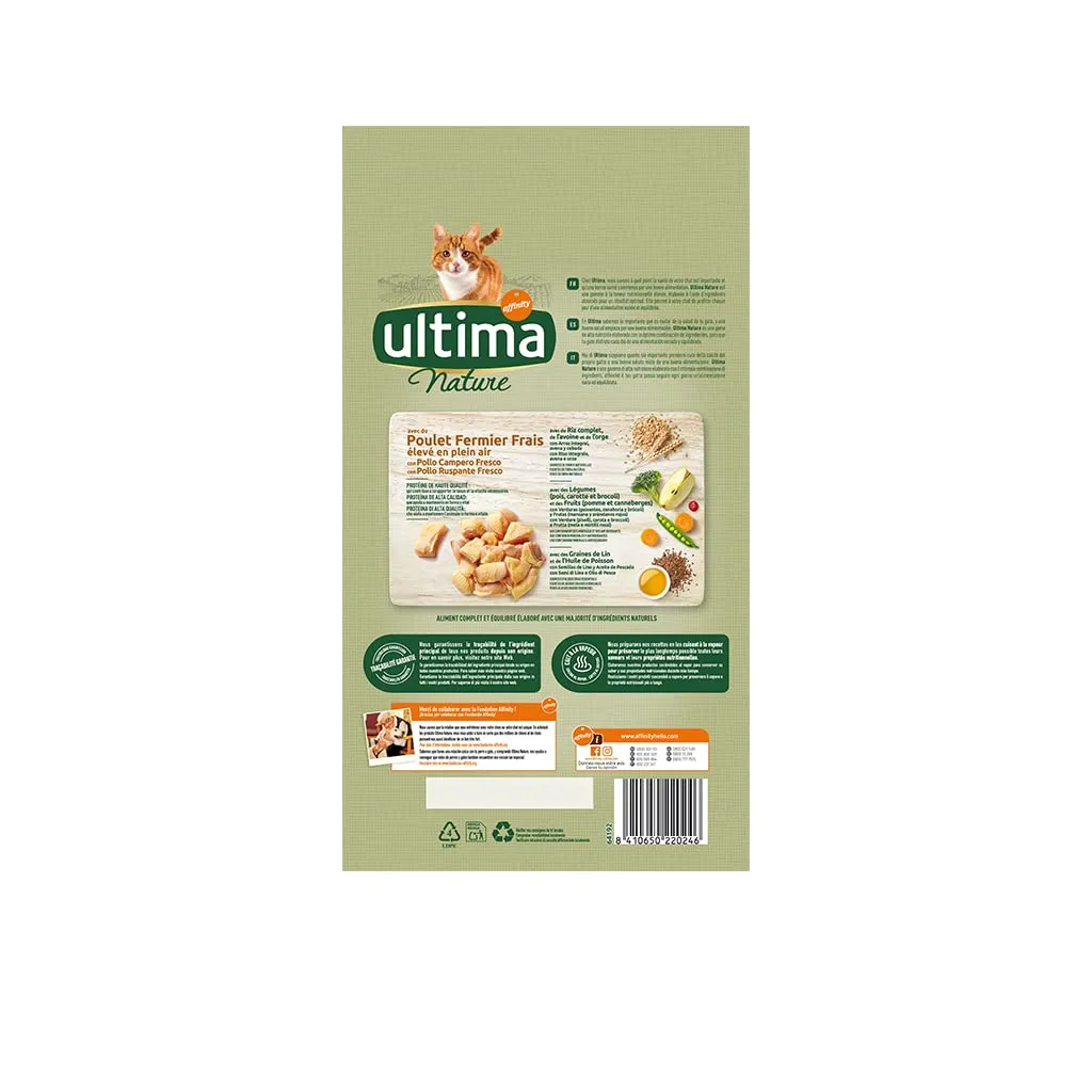 Ultima Nature Cibo per Gatti Adulti con Pollo: Confezione da 8 x 1.25 kg - Totale: 10 kg - immagine 3