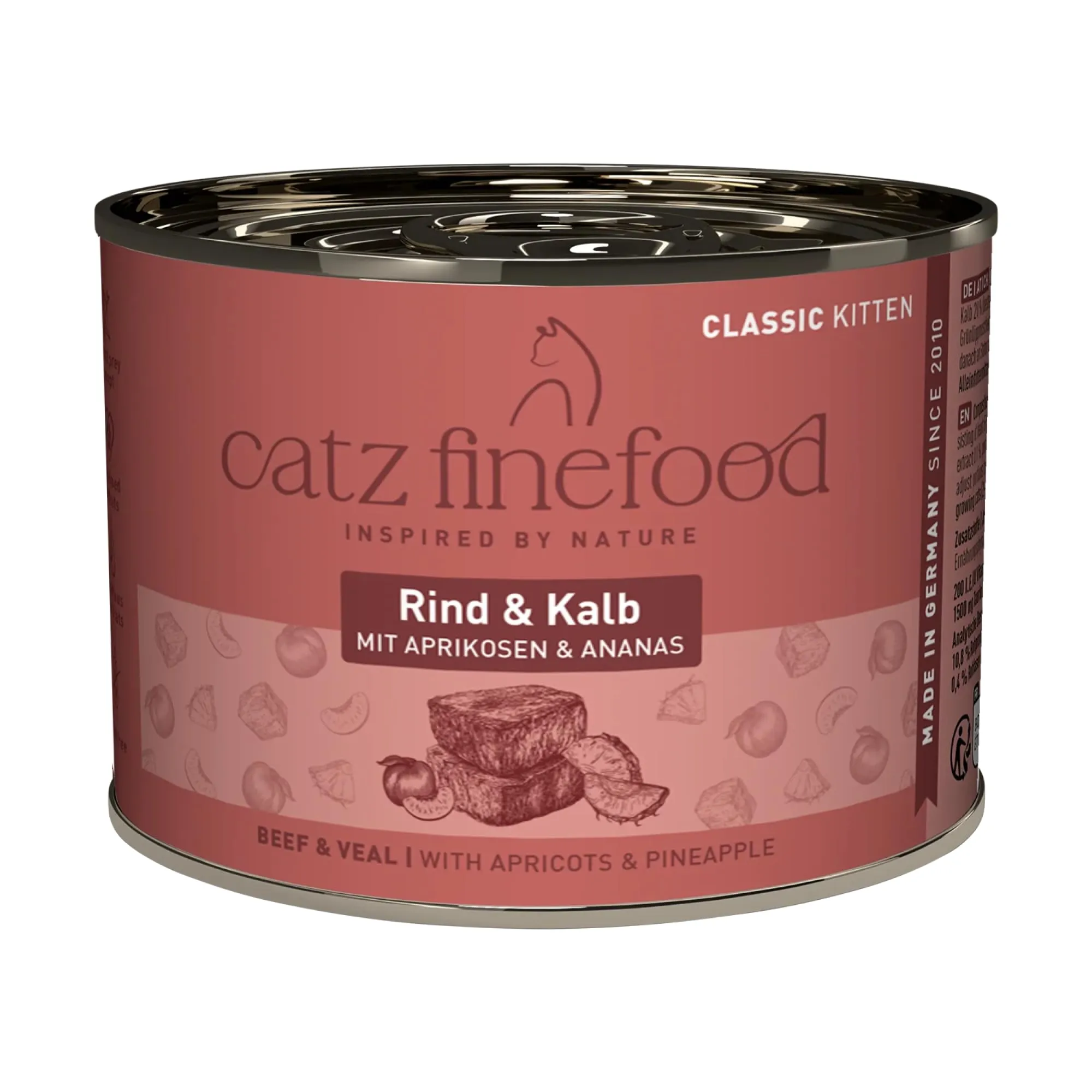 catz finefood Kitten N° 7 Manzo e vitello cibo umido per gatti – Cibo umido per gatti giovani, 6 x 200 g - immagine 1