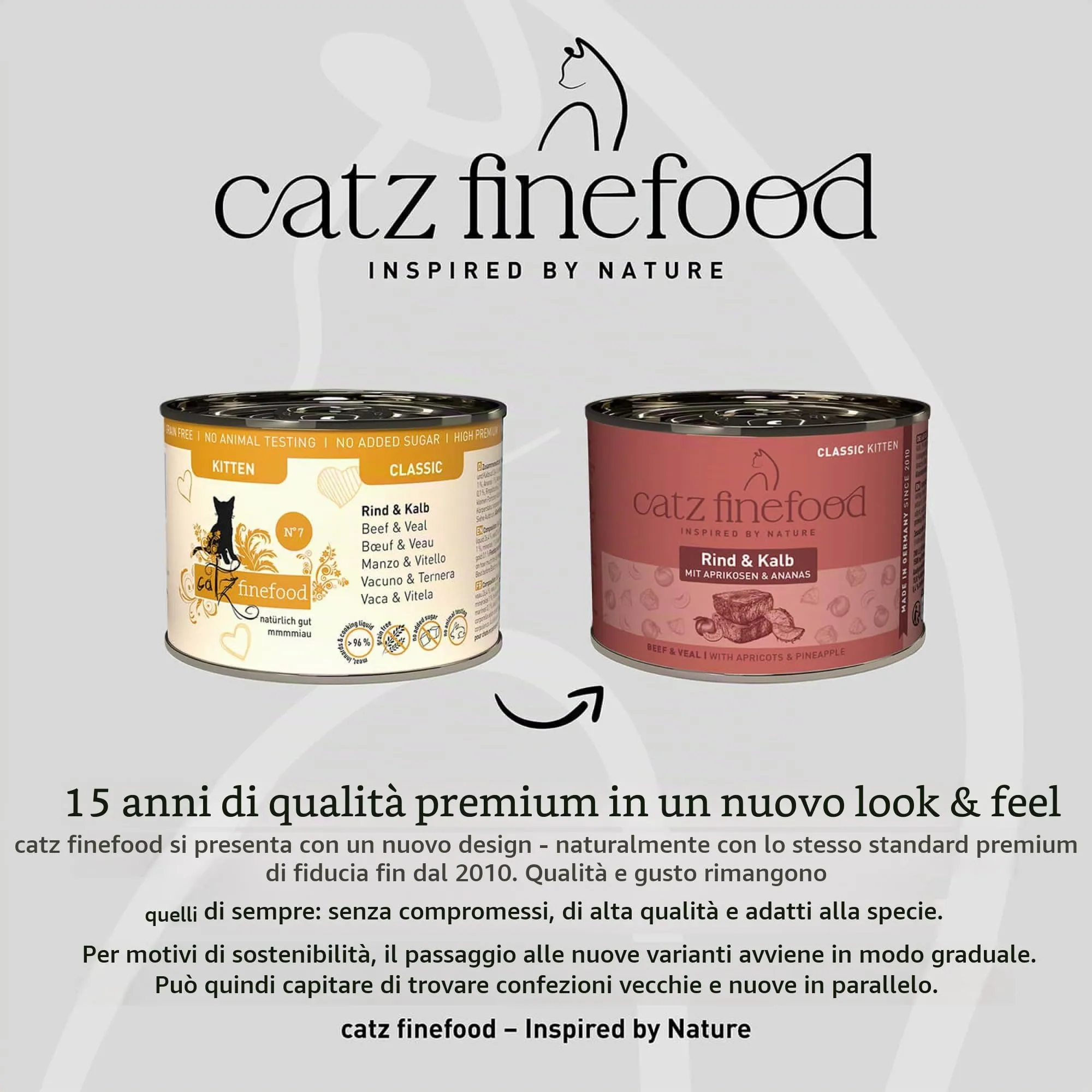 catz finefood Kitten N° 7 Manzo e vitello cibo umido per gatti – Cibo umido per gatti giovani, 6 x 200 g - immagine 3
