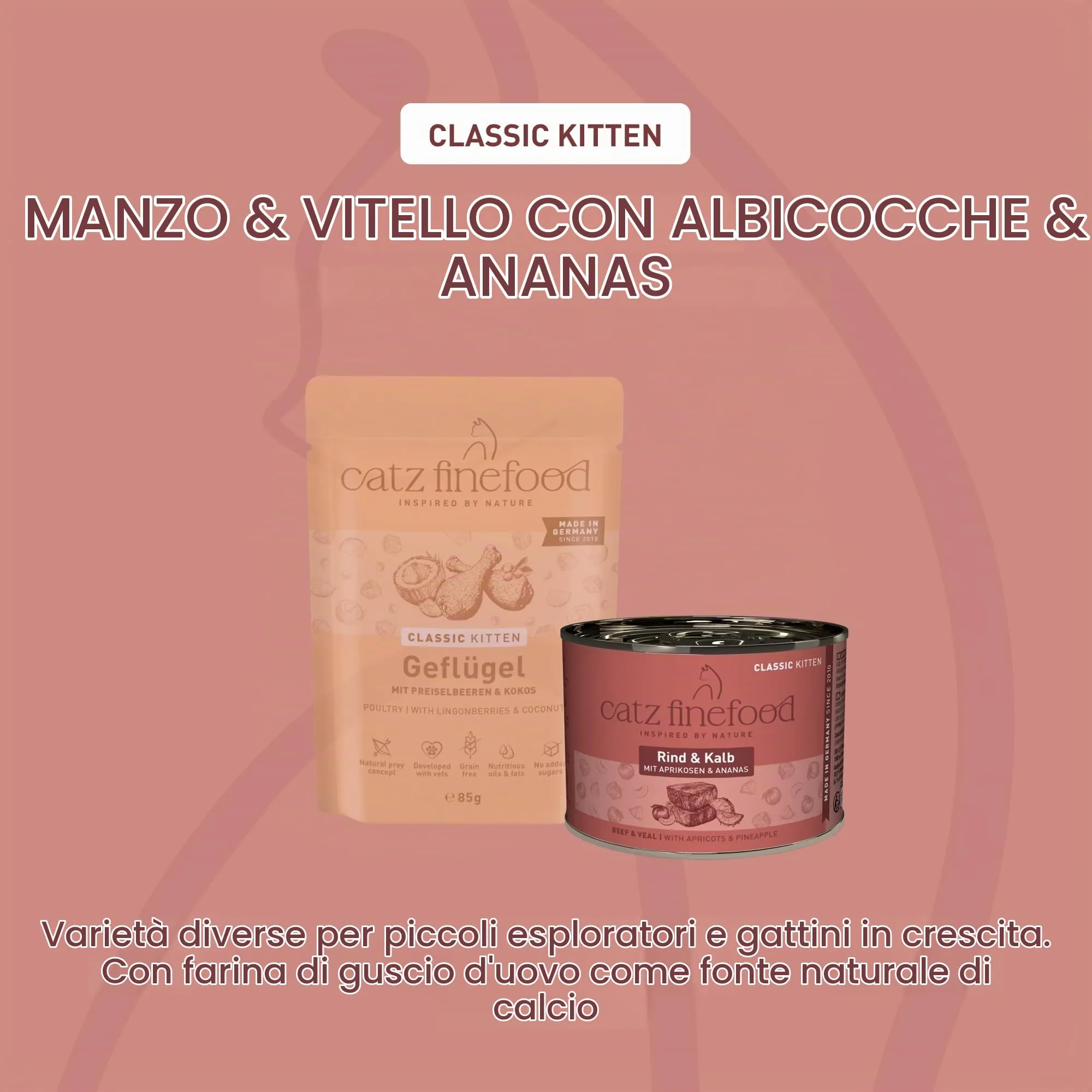 catz finefood Kitten N° 7 Manzo e vitello cibo umido per gatti – Cibo umido per gatti giovani, 6 x 200 g - immagine 4