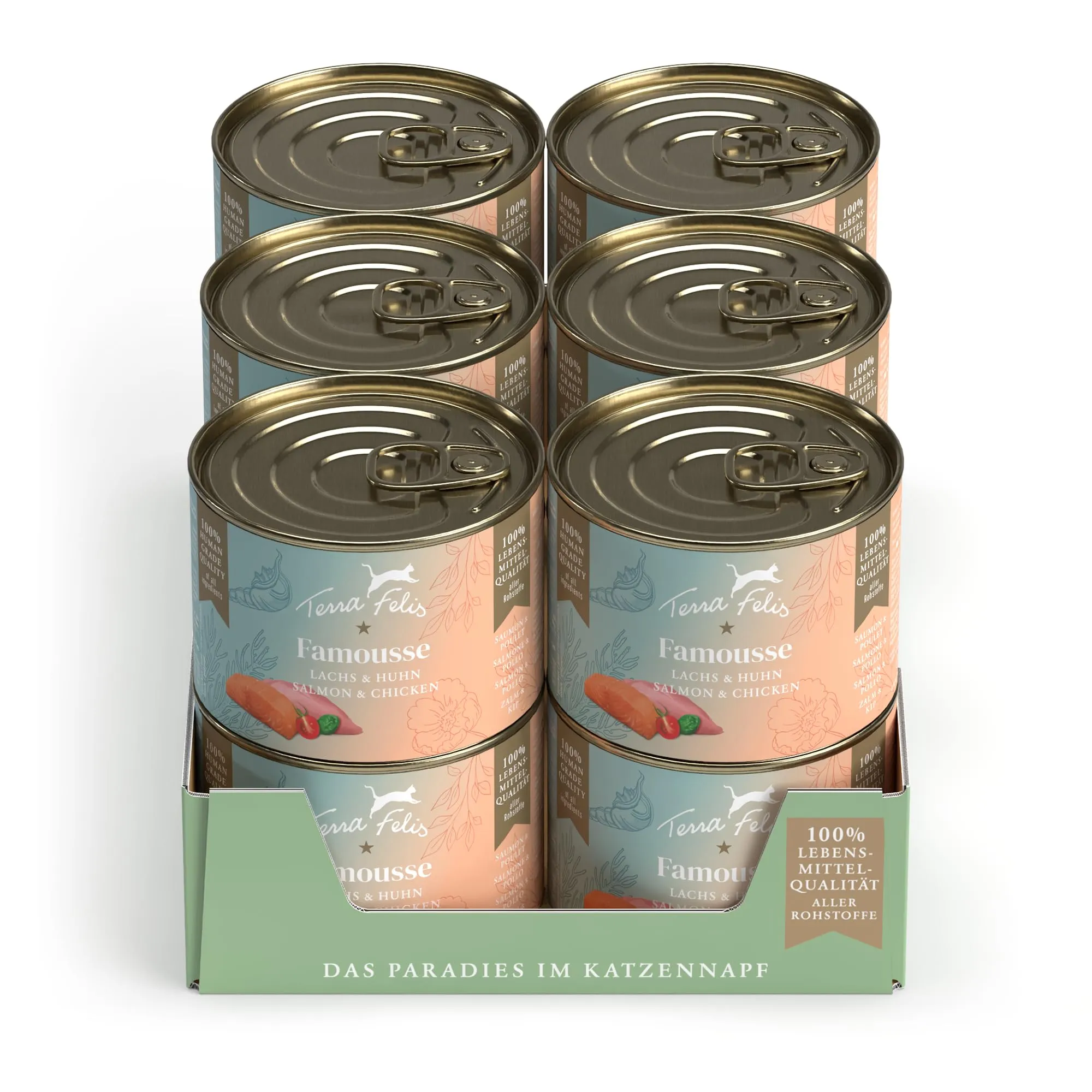 Terra Felis Salmone & Pollo, Famousse cibo umido per gatti, 12x200g - immagine 1