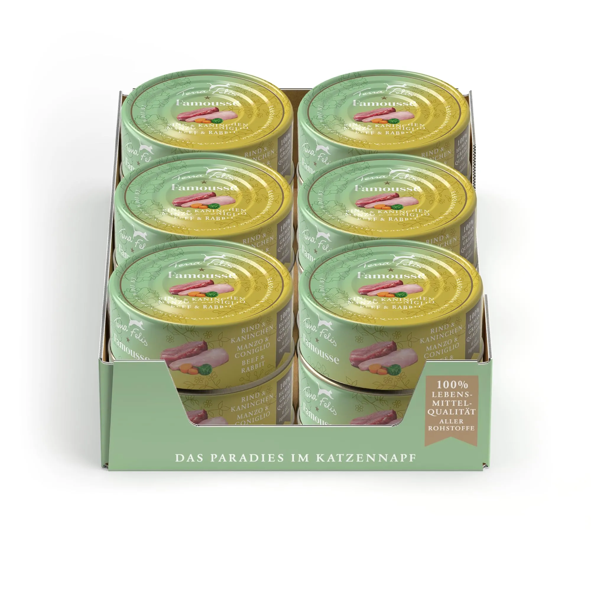 Terra Felis Manzo & Coniglio, Famousse cibo umido per gatti, 12x80g - immagine 1