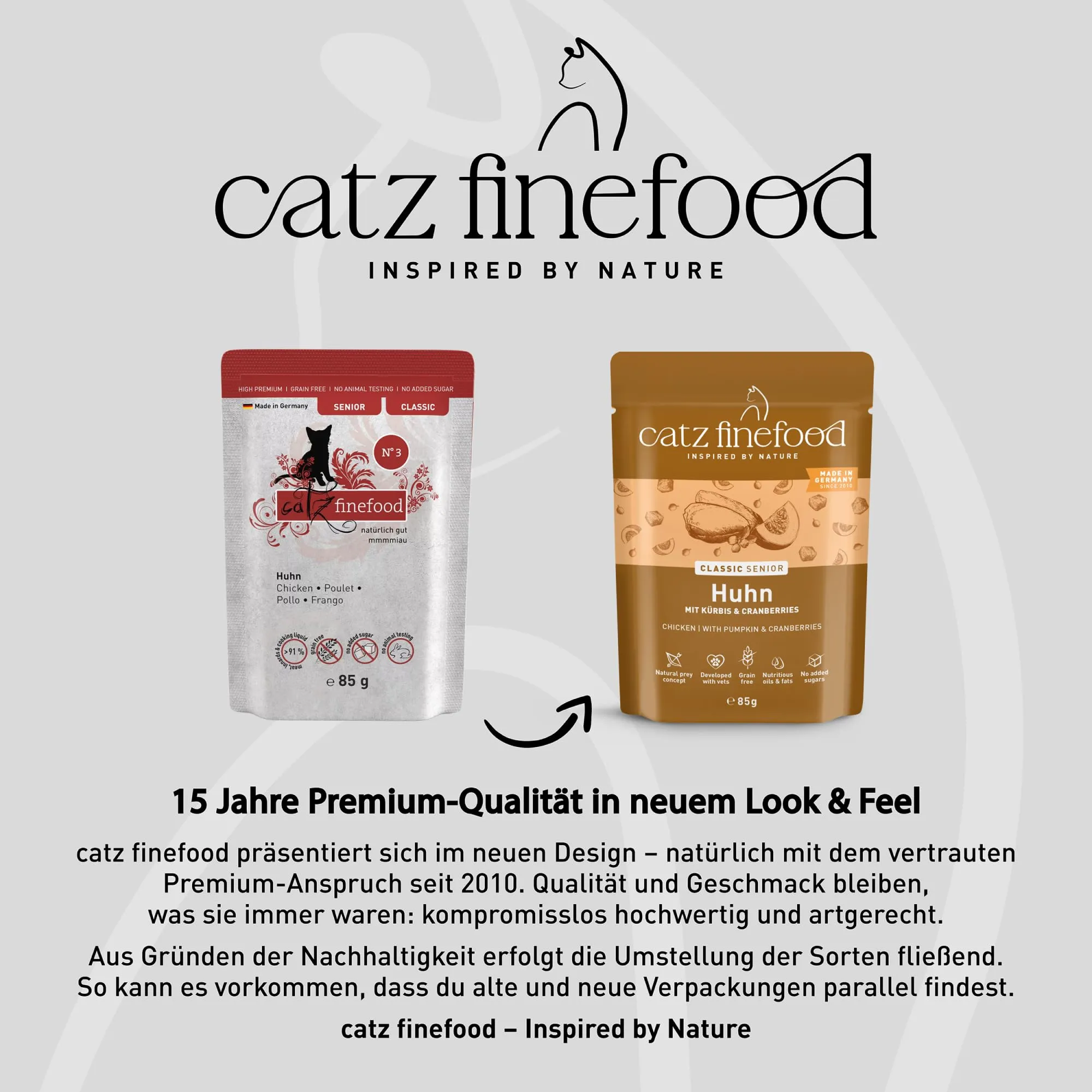 catz finefood Senior N°03 cibo umido per gatti – cibo umido di alta qualità per il vostro gatto anziano – senza cereali, senza zucchero, alto contenuto di carne, vitamine e minerali (16 sacchetti da - immagine 2