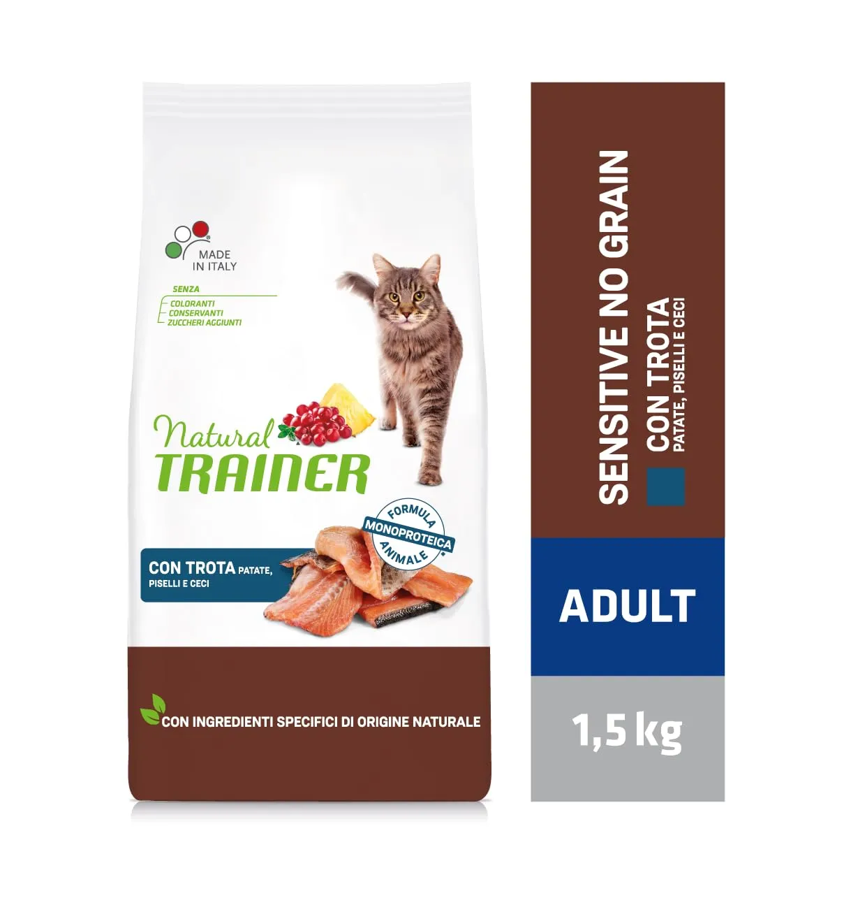 Trainer Sensitive No Grain Cibo per Gatti Adulti con Trota, 1.5 kg - immagine 2