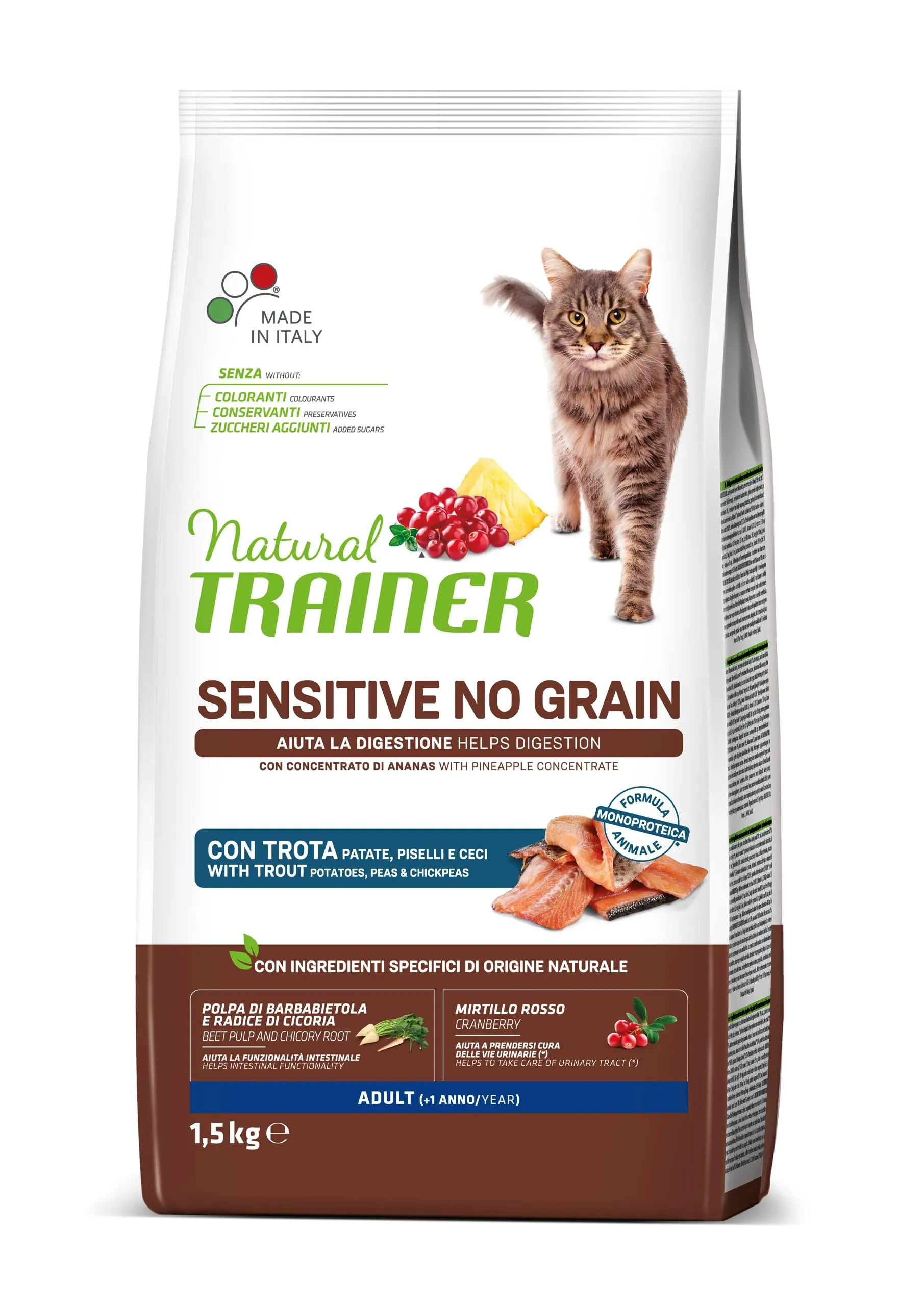 Trainer Sensitive No Grain Cibo per Gatti Adulti con Trota, 1.5 kg - immagine 3
