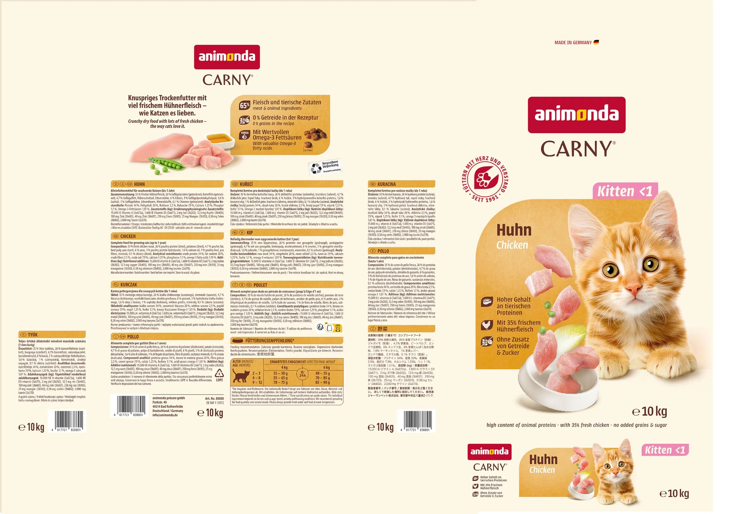 animonda Carny Kitten, Croccantini Gatto, senza zucchero e senza cereali, Pollo 10 kg - immagine 4